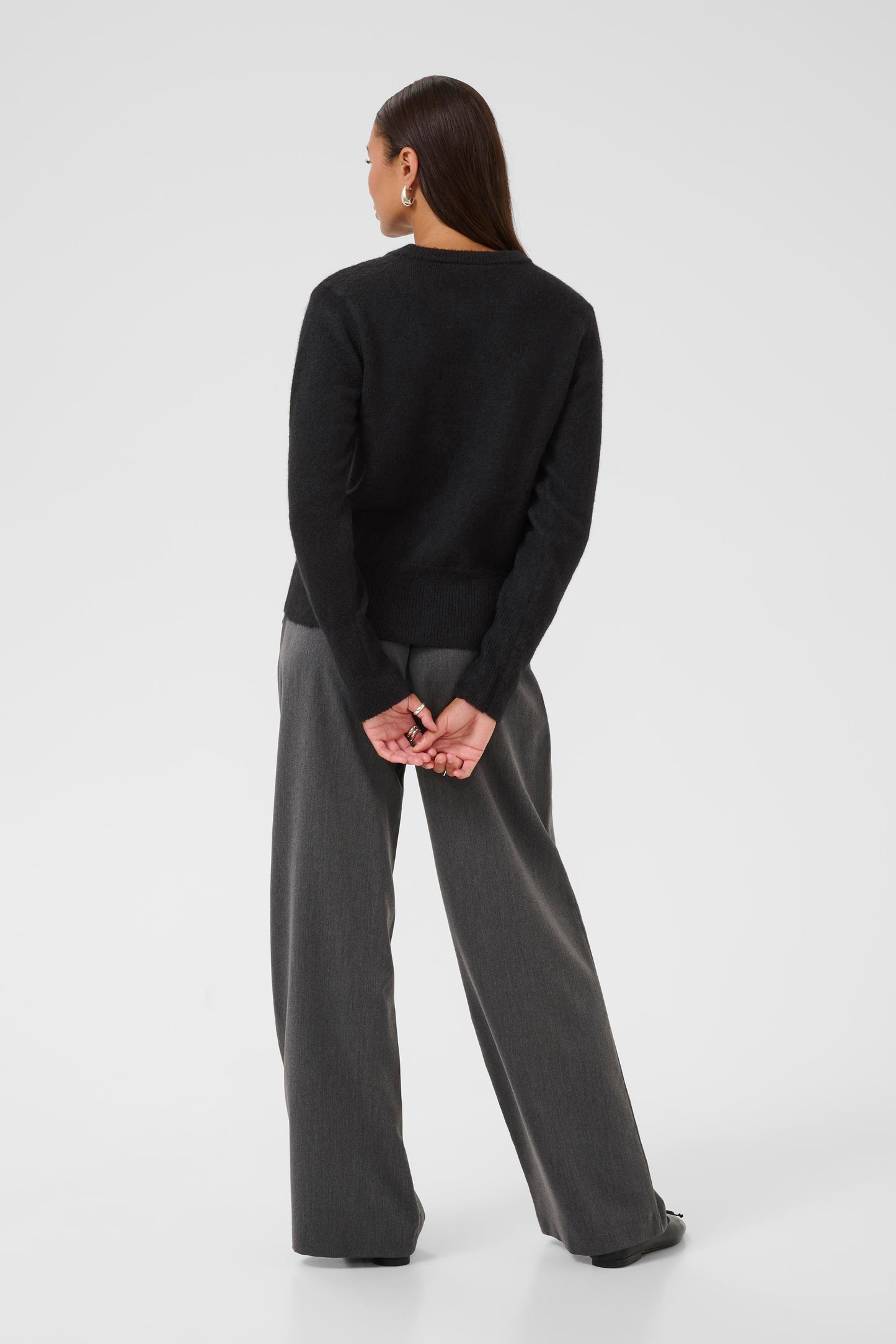 Round Neck Long Sleeve Jumper - Oatmeal, Wine or Black