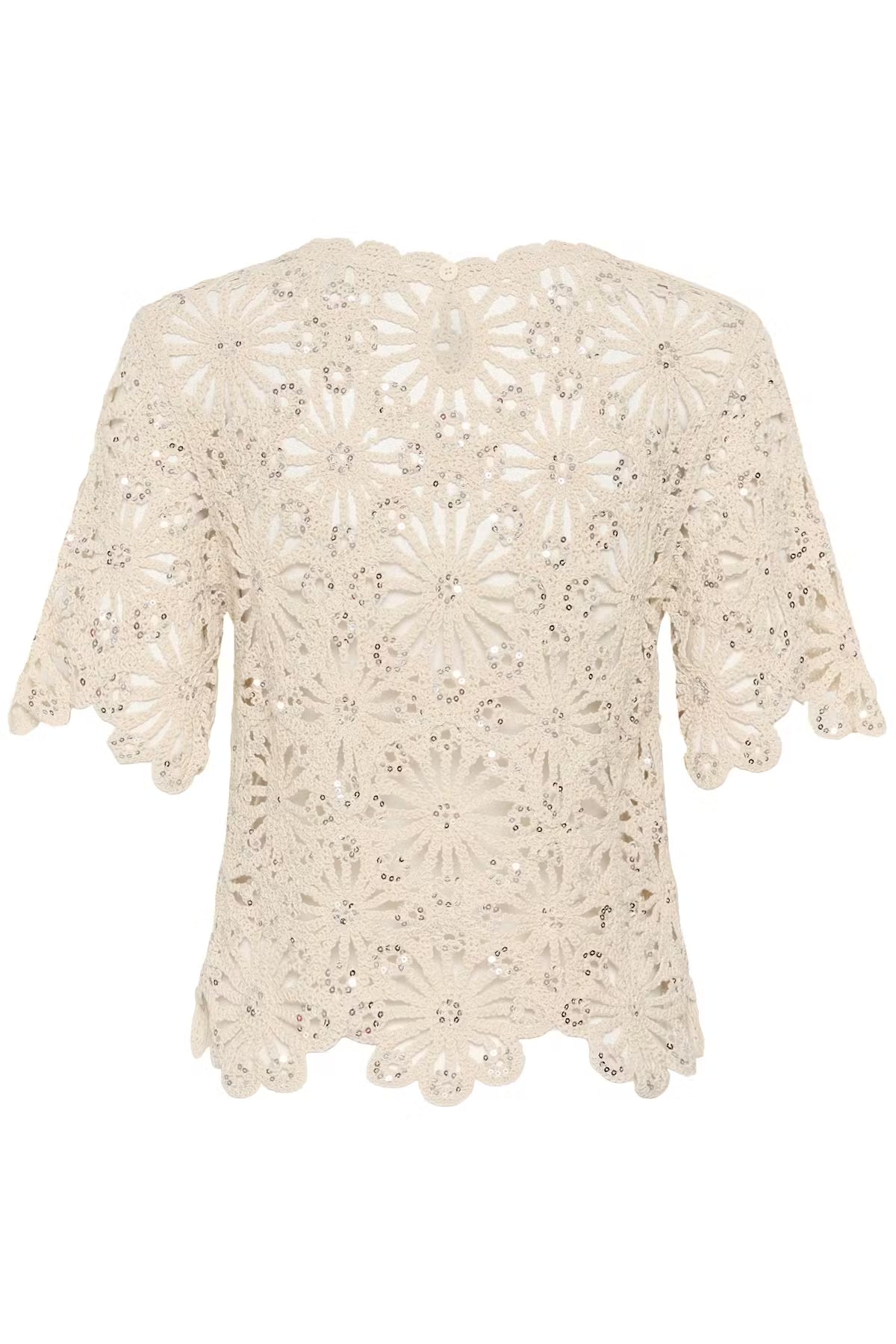 Sequin Open Weave Knit Top