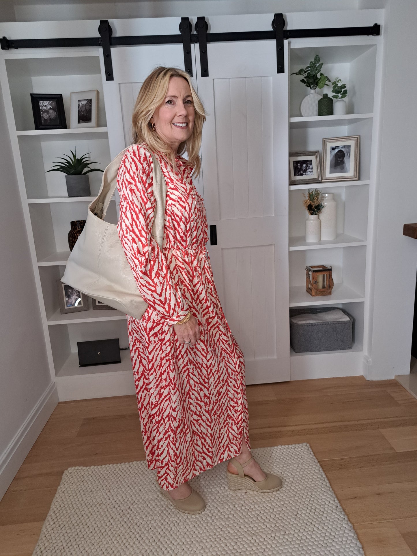 Shirt Dress - Red & Cream