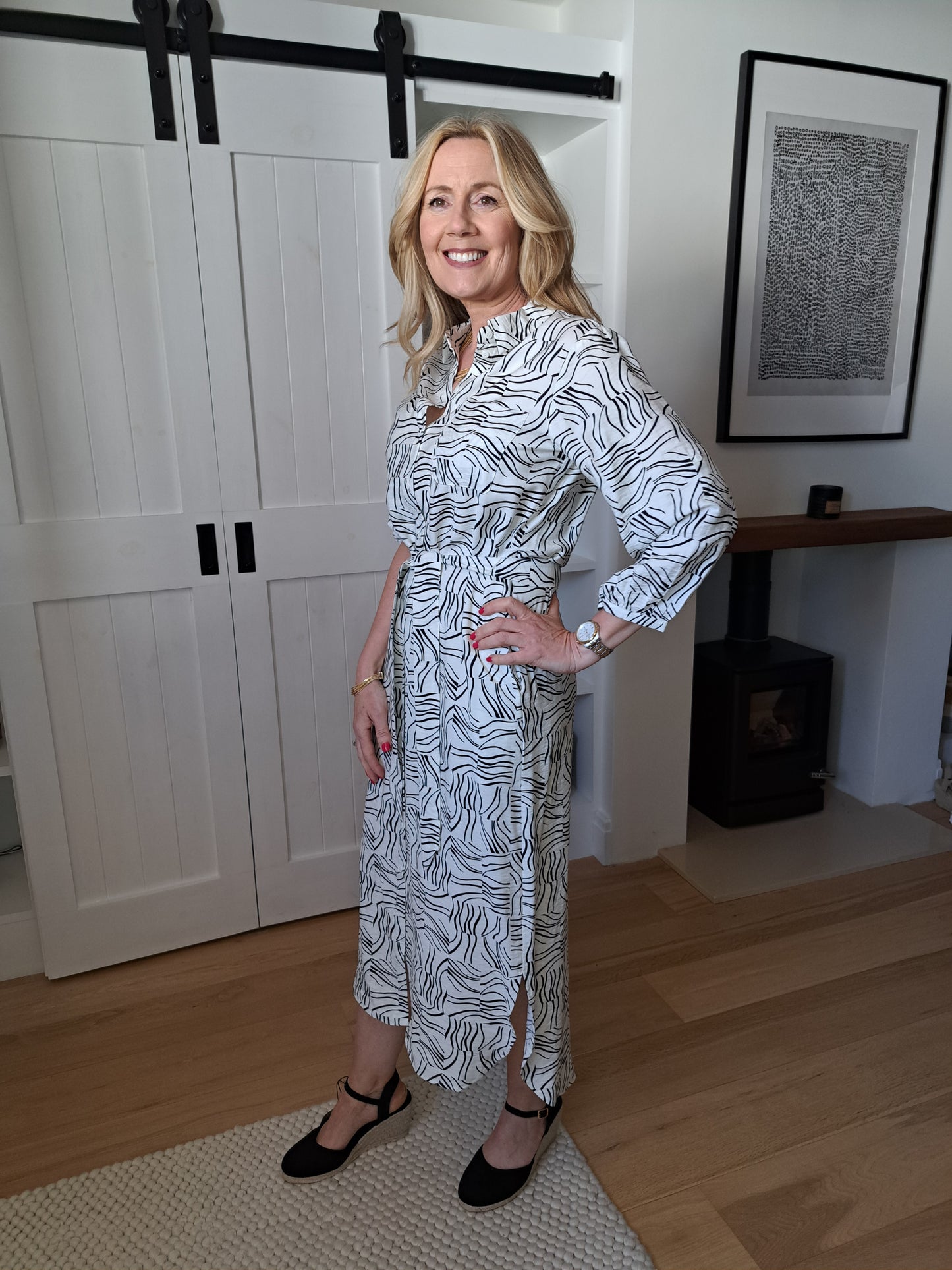 Shirt Dress - Cream & Black