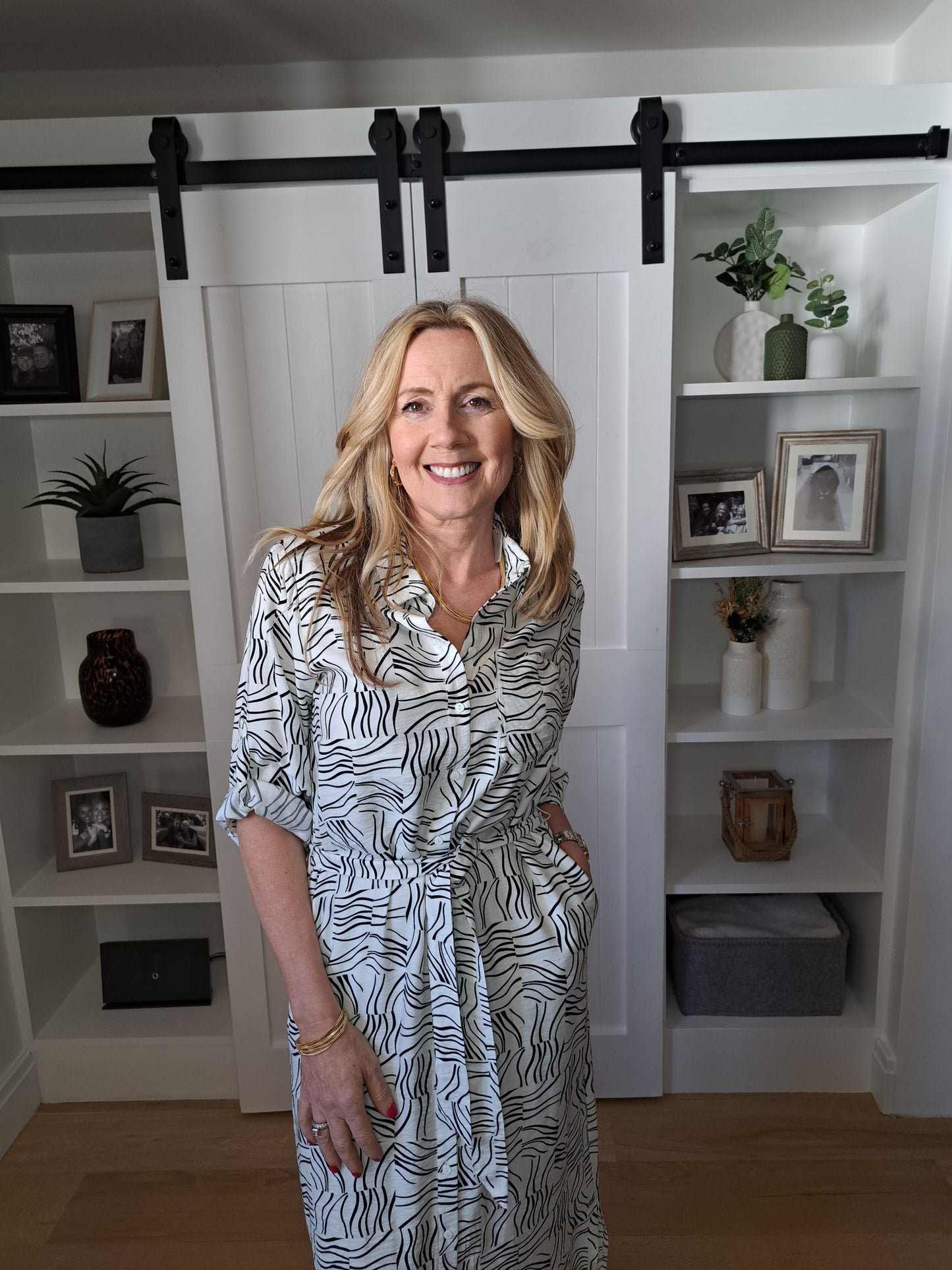 Shirt Dress - Cream & Black