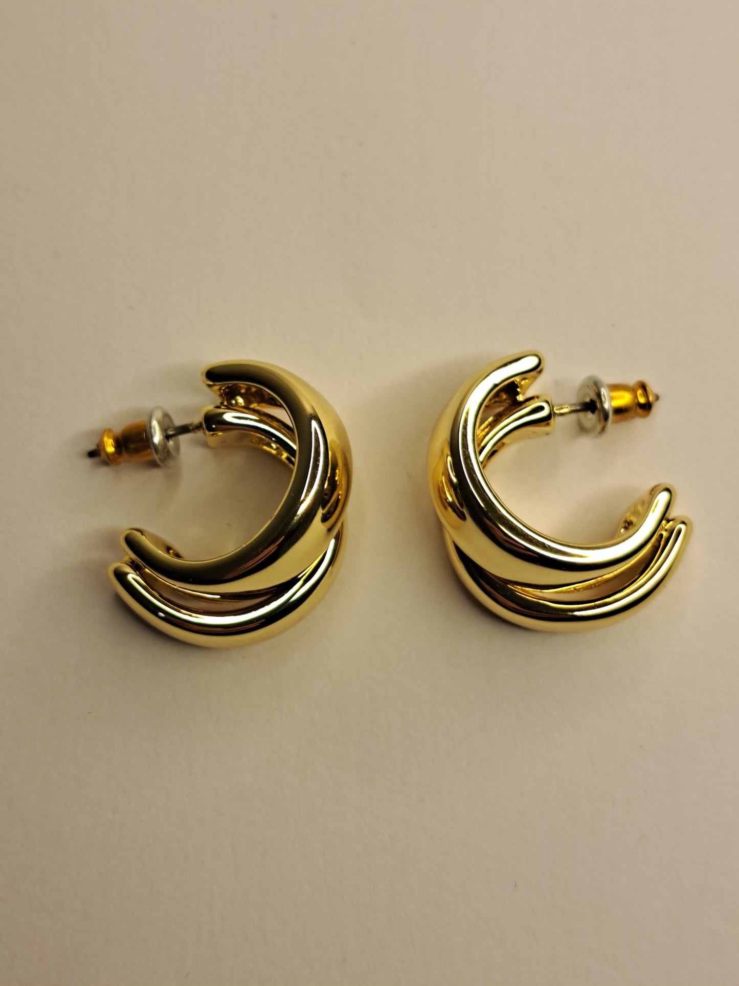 Twin Hoop Earrings Gold - Plated