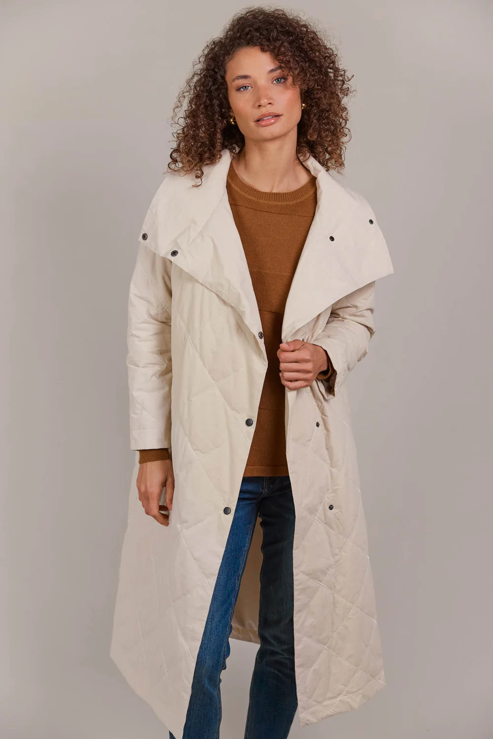 Lightweight Quilted Coat - Ecru