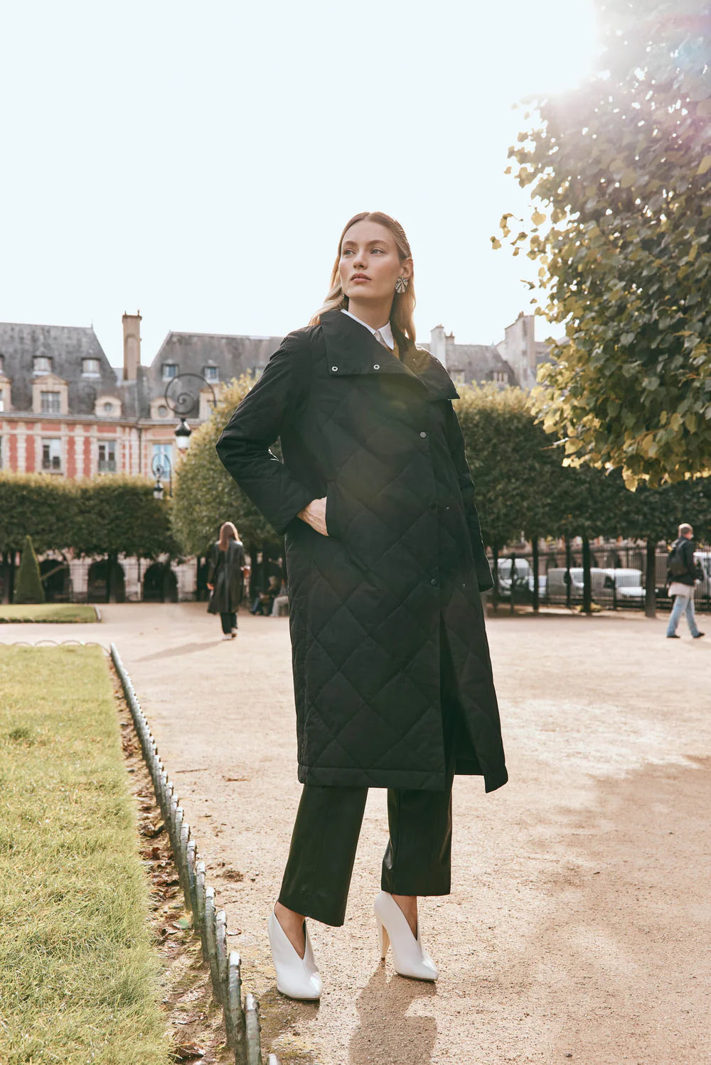 Lightweight Quilted Coat - Black