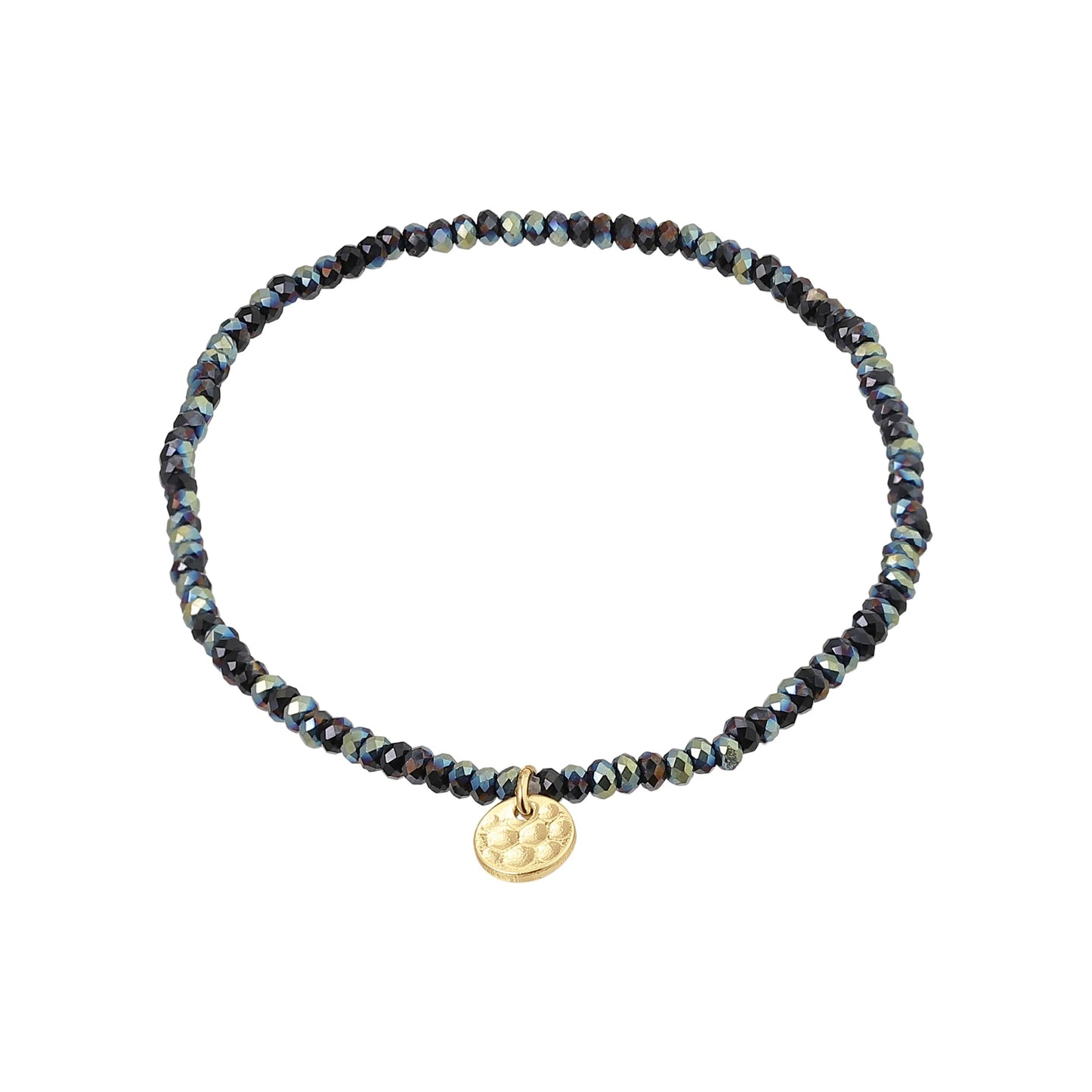 Indie Glass Bead Bracelet With Gold Plated Pilgrim Logo - Various Colours