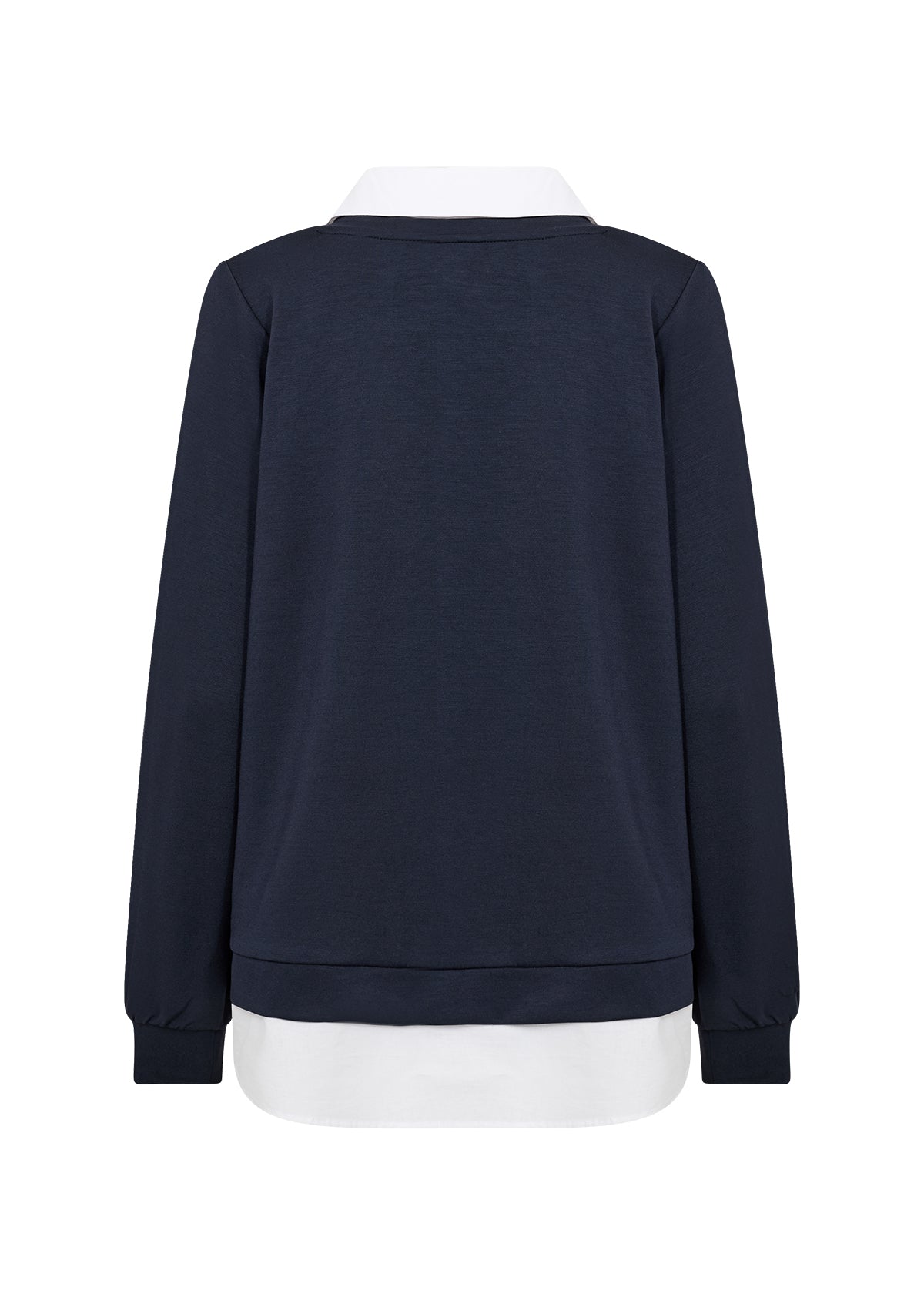 2 in 1 Collared Jersey Jumper - Navy & White