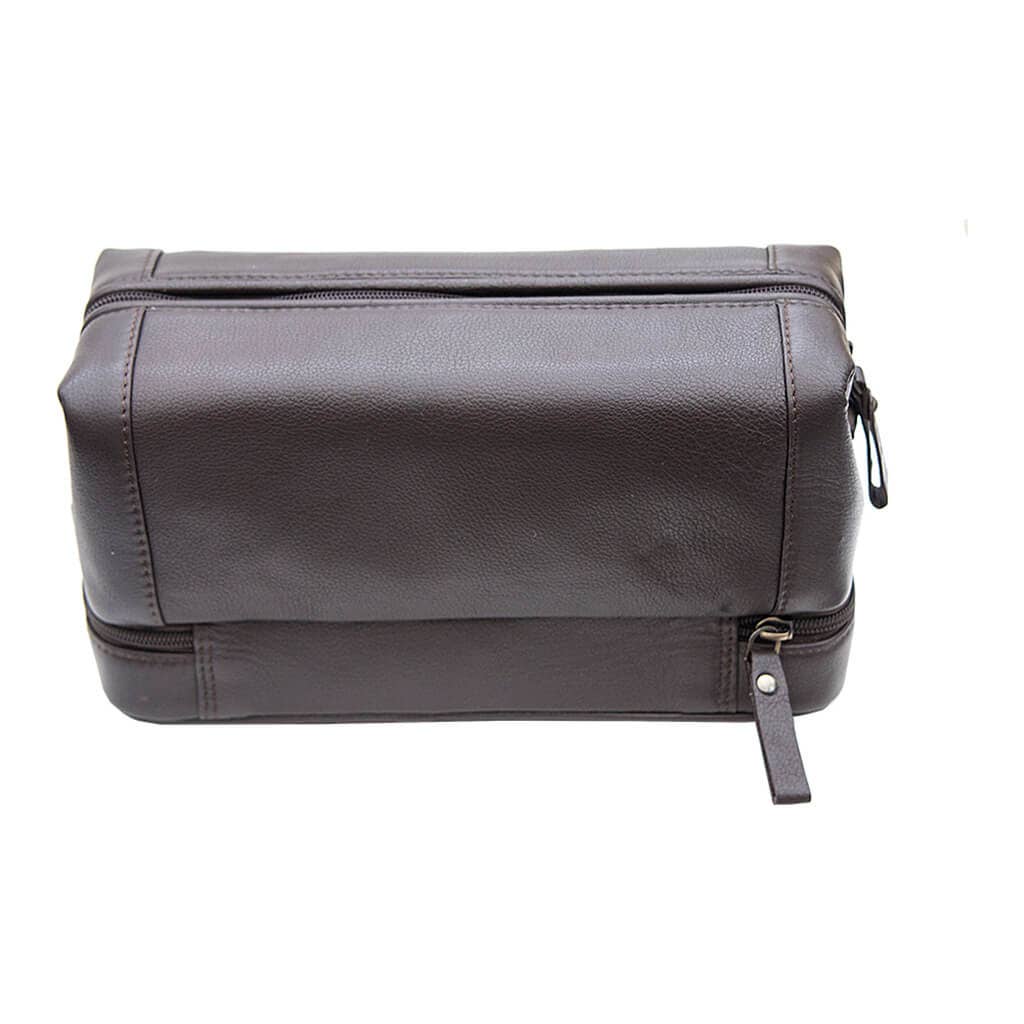 Travel Unisex Leather Washbag/Toiletry Bag - Black or Brown