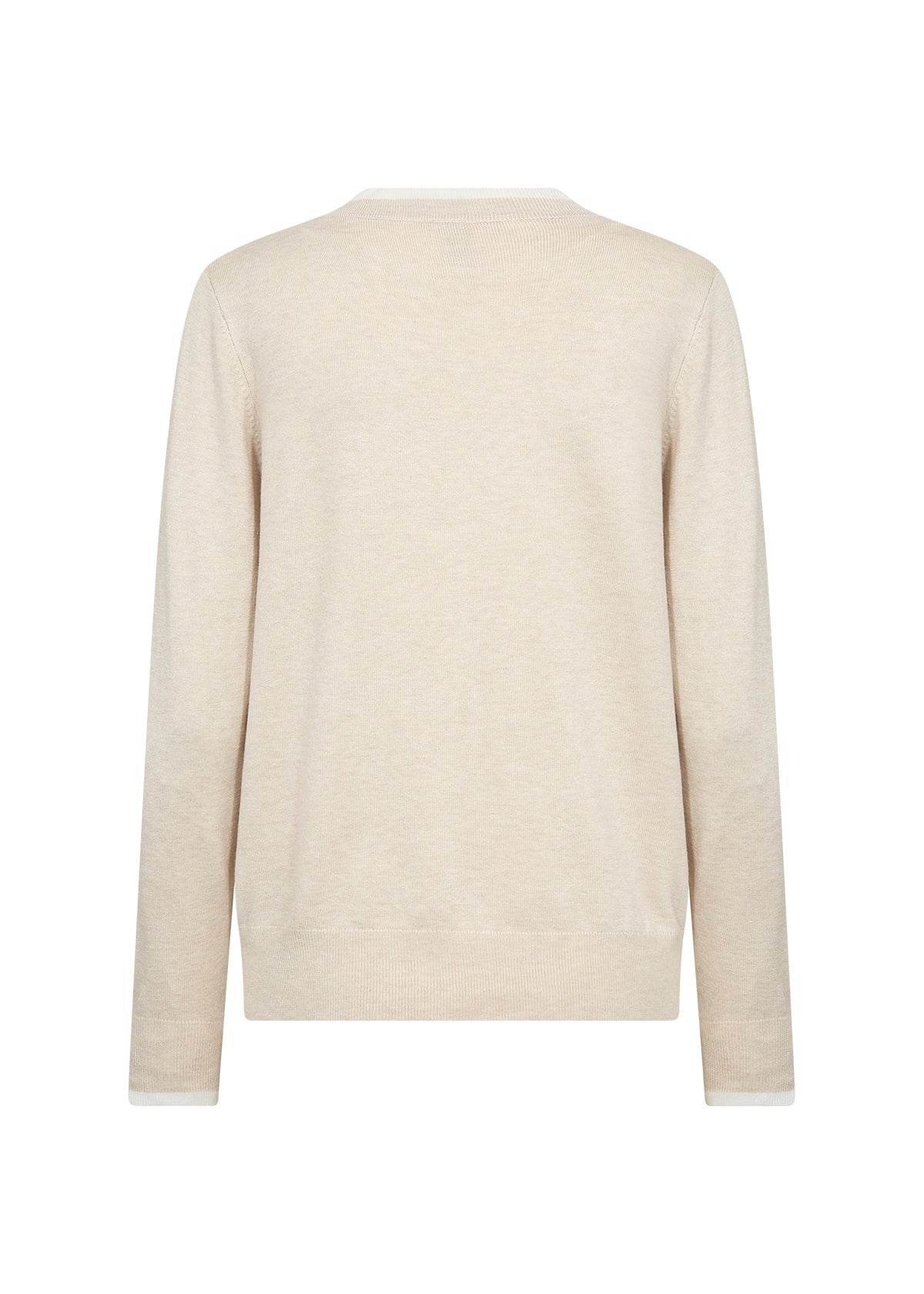 Classic V-Neck Cardigan - Oatmeal & Ivory