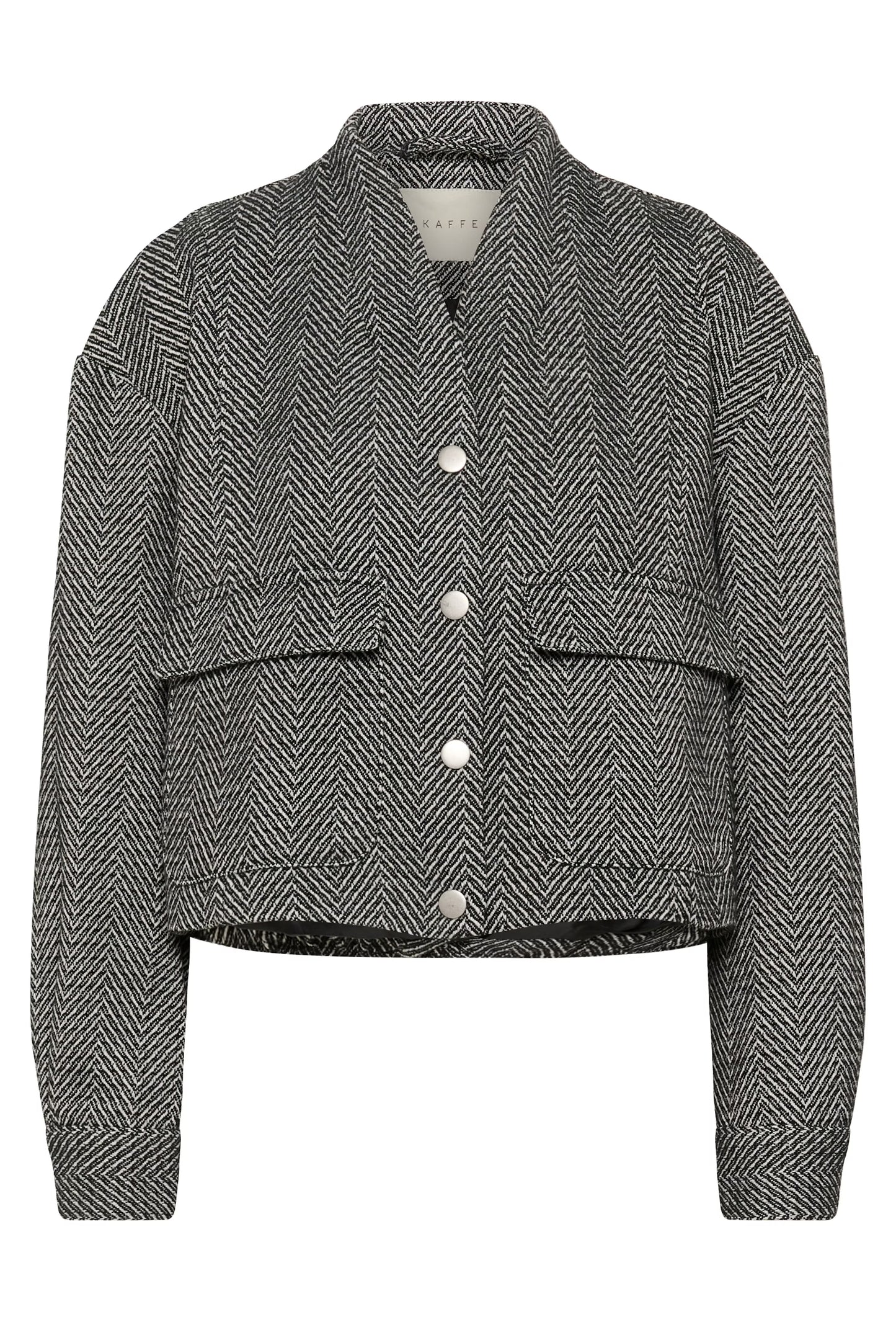 Black & White Herringbone Tweed Bomber Jacket