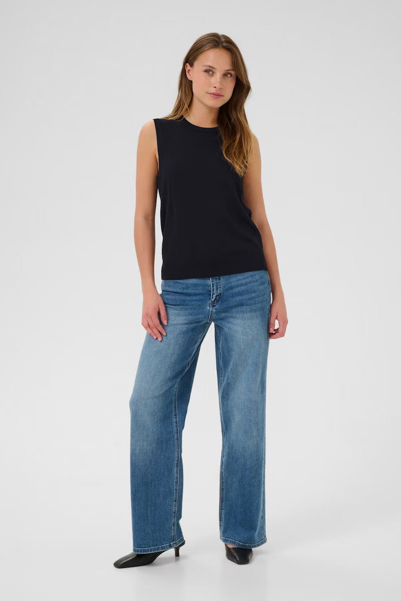 Fine Knit Tank Top - Black