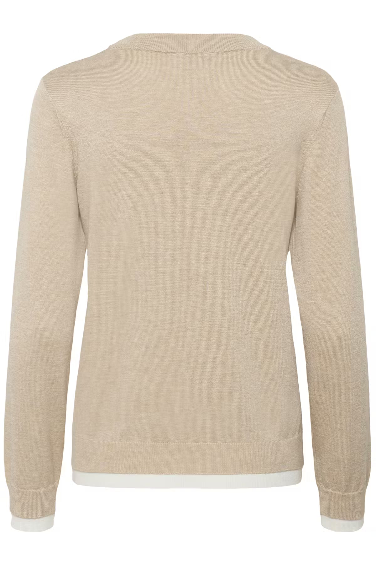 Fine Knit Contrast Pullover - Feather Grey