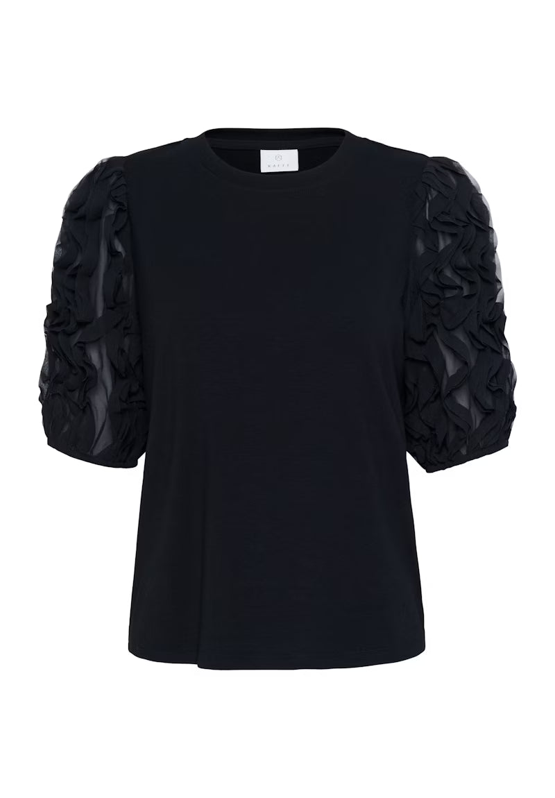Black Puff Sleeve T Shirt