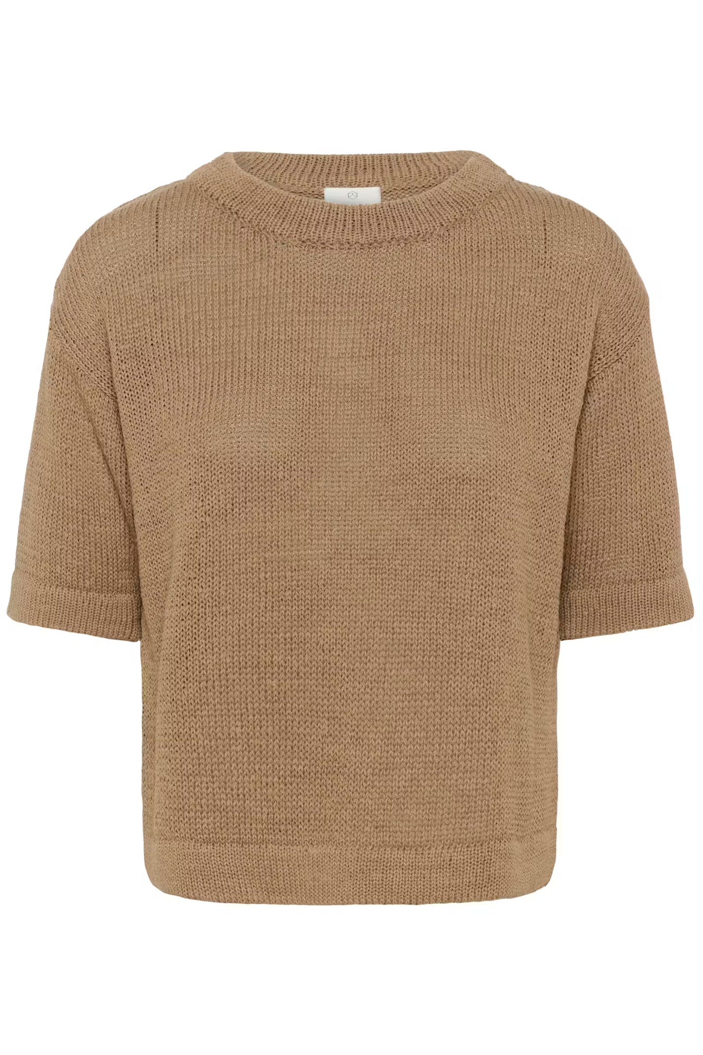 Short Sleeve Round Neck Cotton Mix Jumper - Hazel
