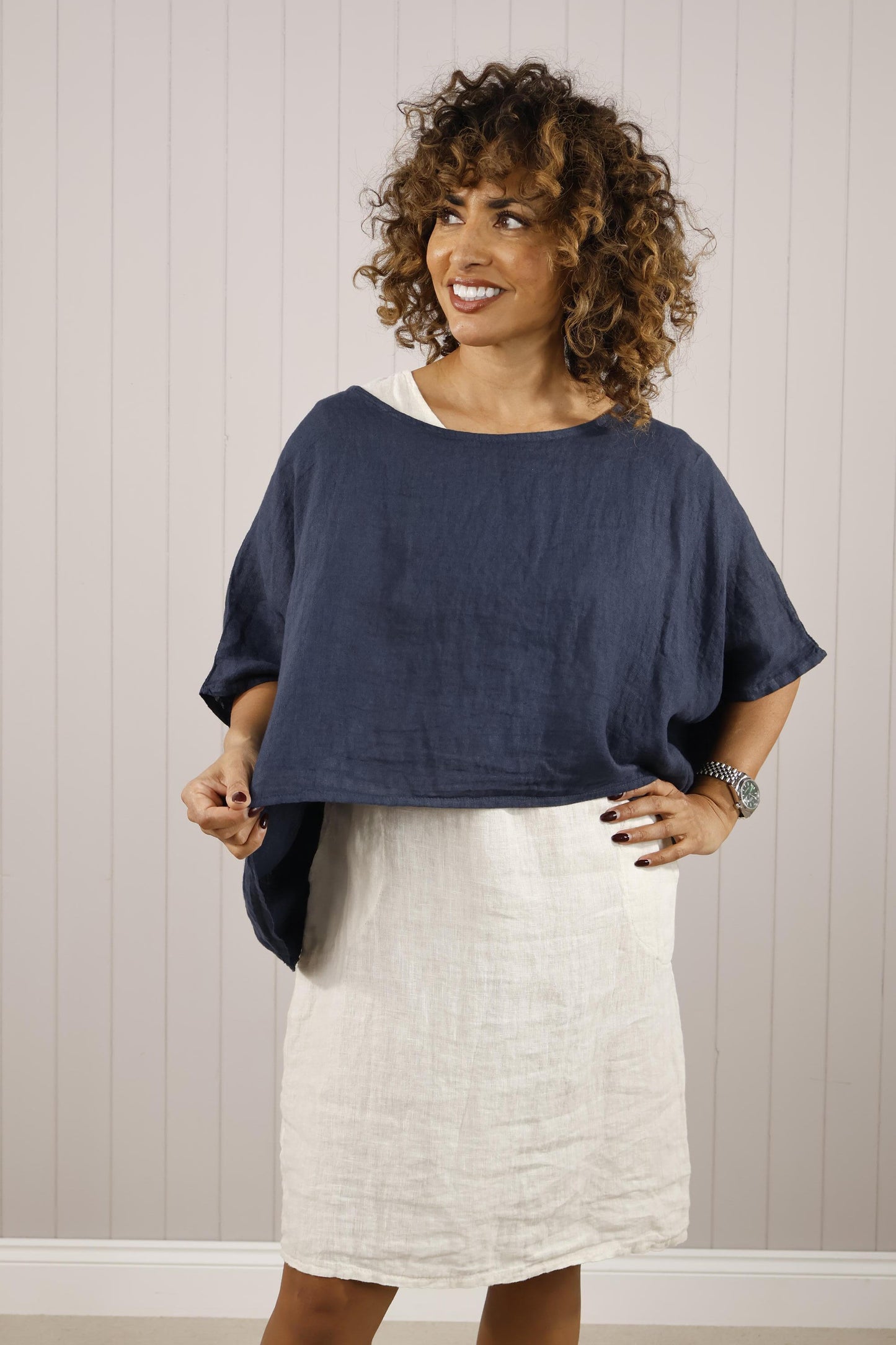 Linen Layering Top - Navy