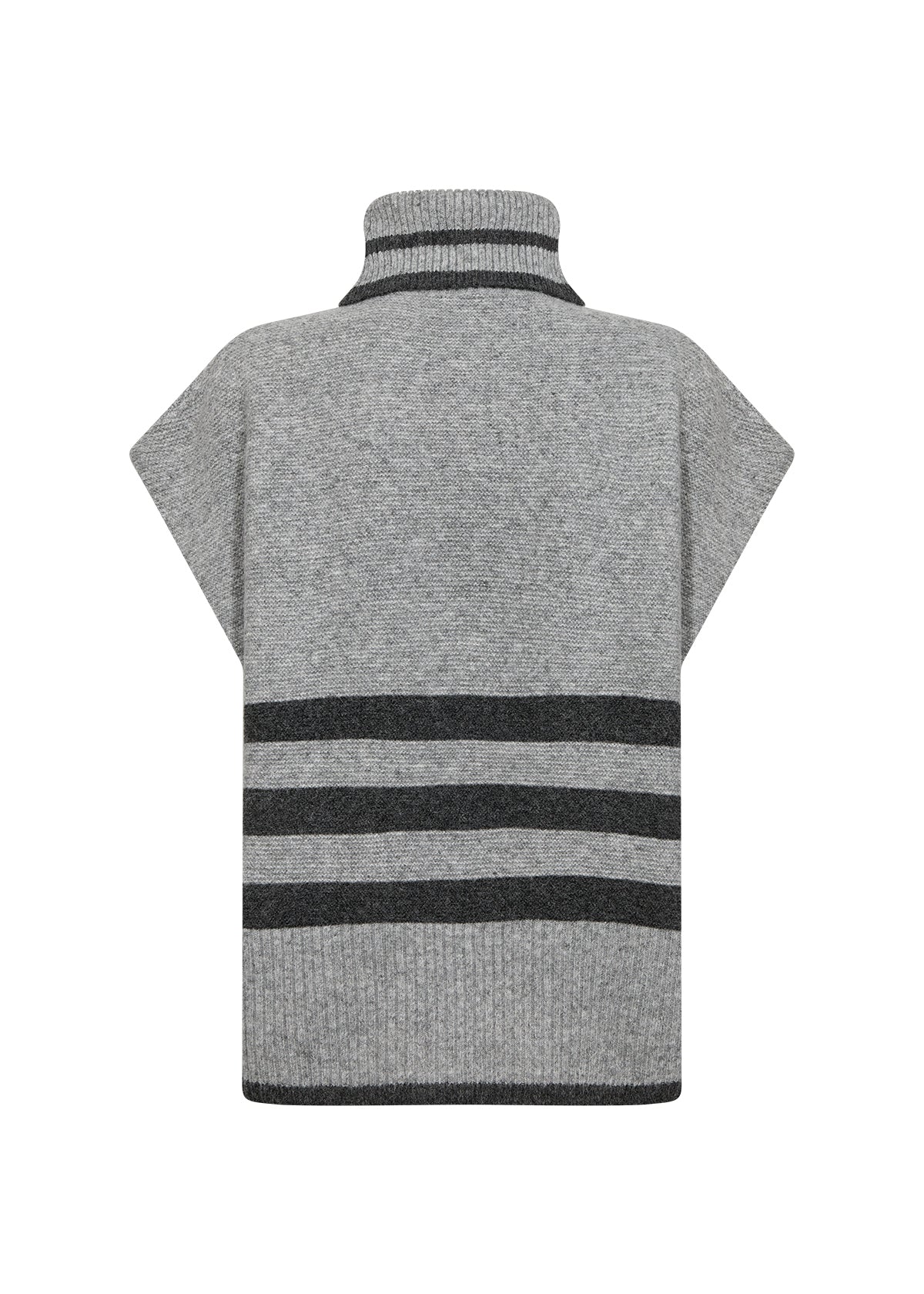 Chunky Knit Rollneck Sleeveless Jumper - Grey