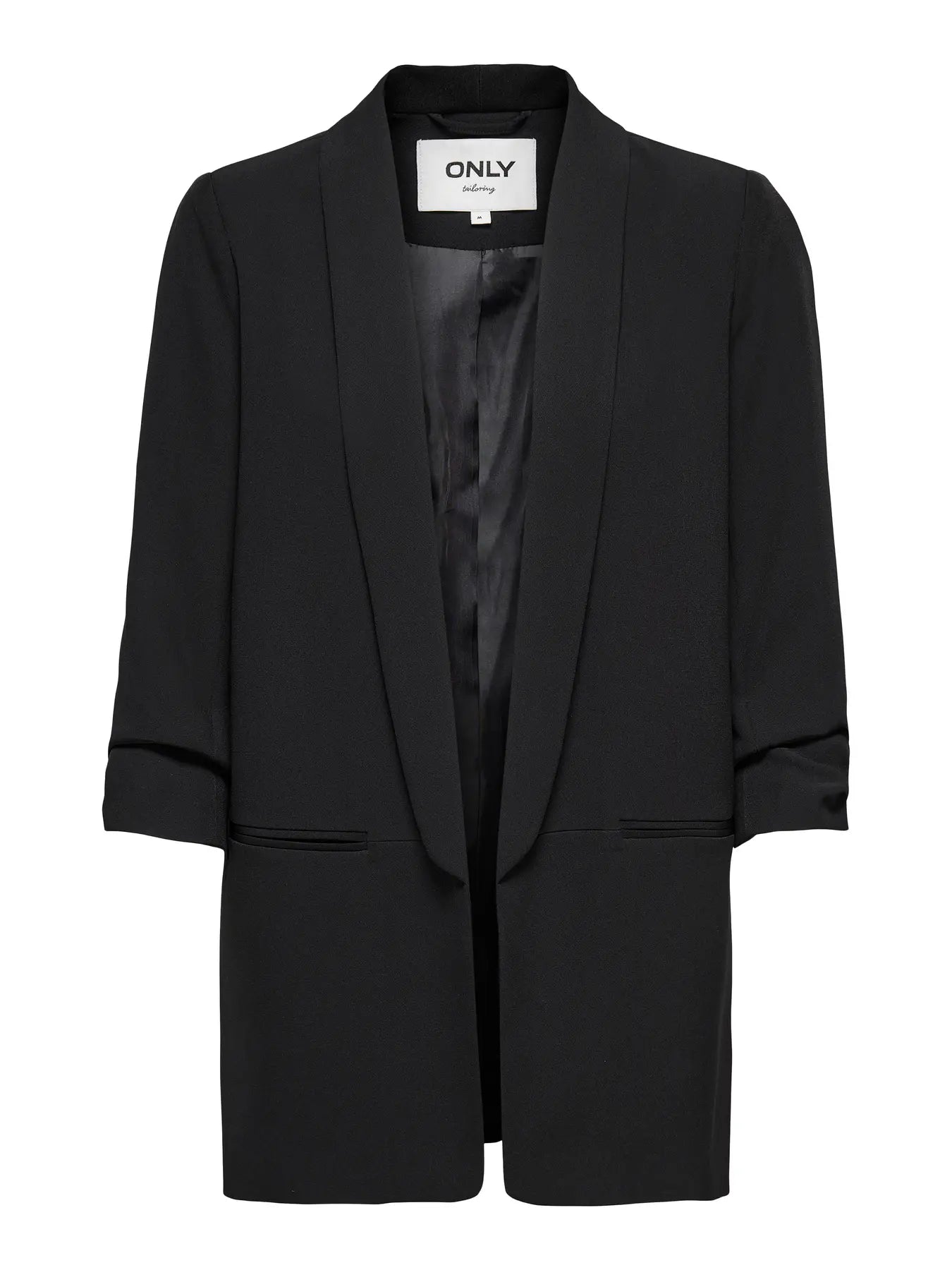 Blazer With 3/4 Ruched Sleeves - Black