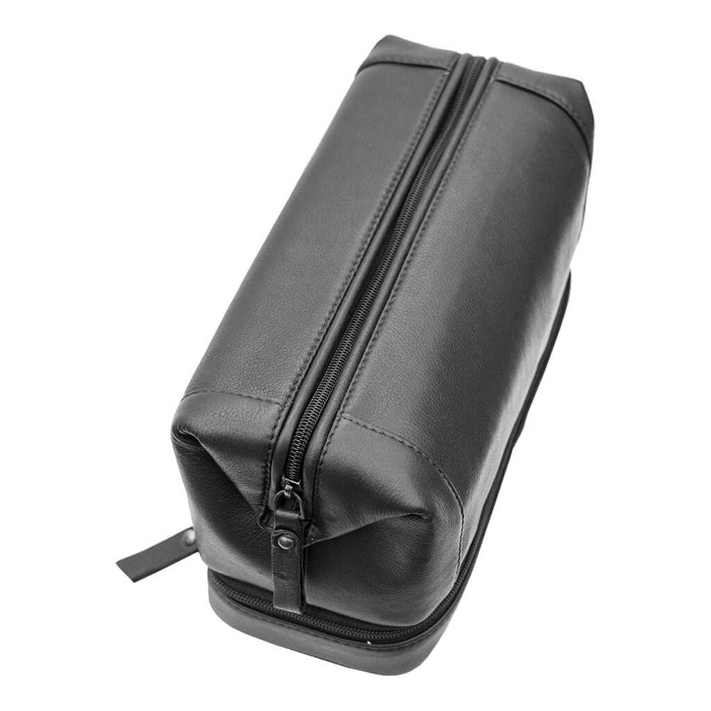 Travel Unisex Leather Washbag/Toiletry Bag - Black or Brown