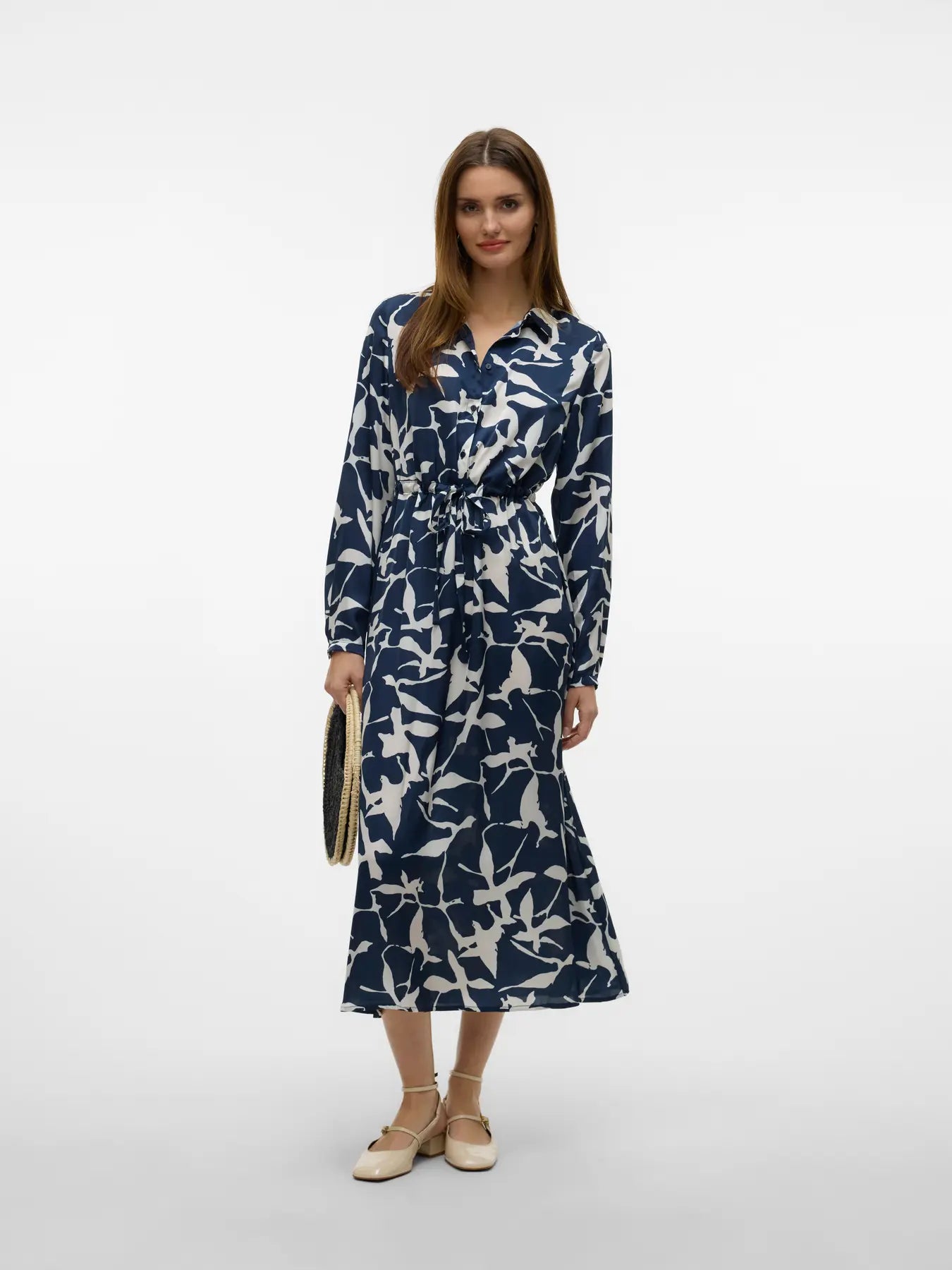 Shirt Dress - Cream & Navy