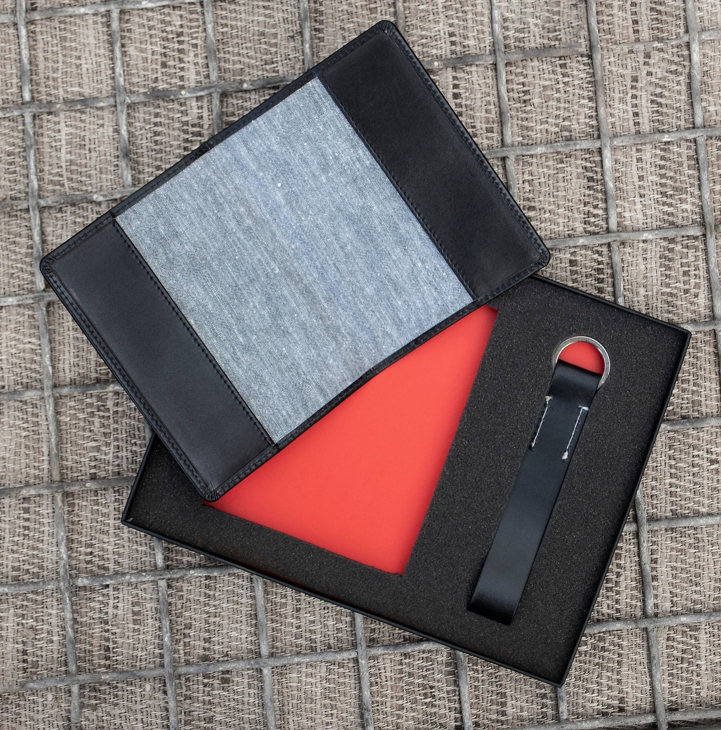 Luxury Travel Gift Set - Passport Cover & Key Ring - Black or Brown