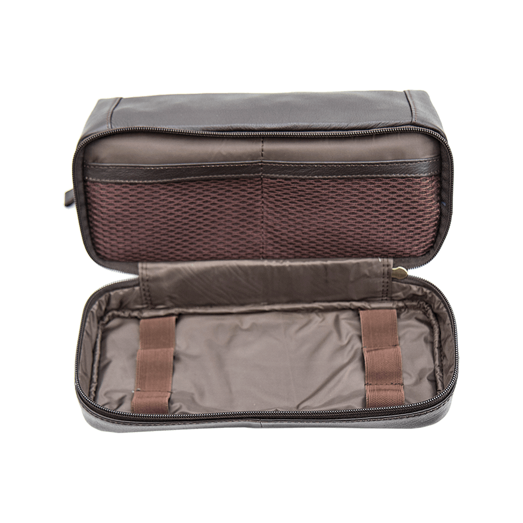 Travel Unisex Leather Washbag/Toiletry Bag - Black or Brown