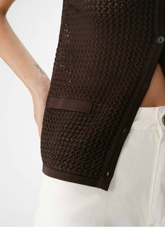 V Neck Summer Sleeveless Waistcoat - Oatmeal or Chocolate