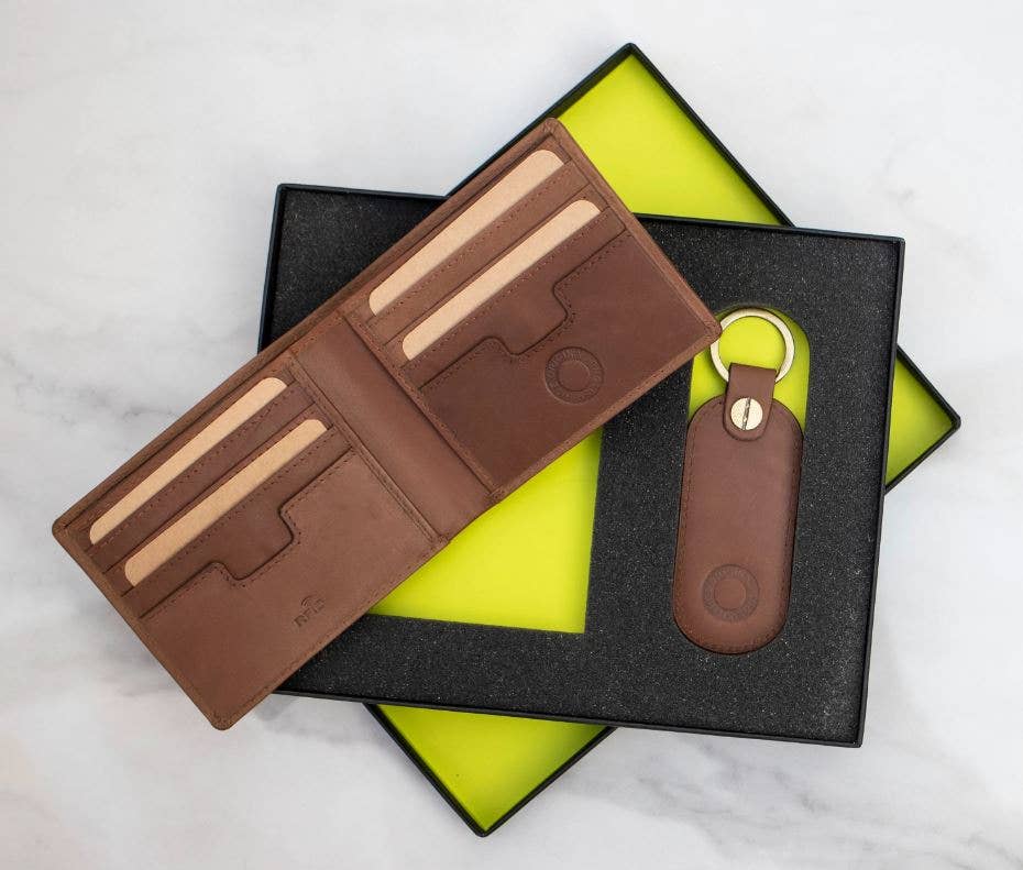 Luxury Travel Gift Set - Wallet & Keyring - Black or Brown