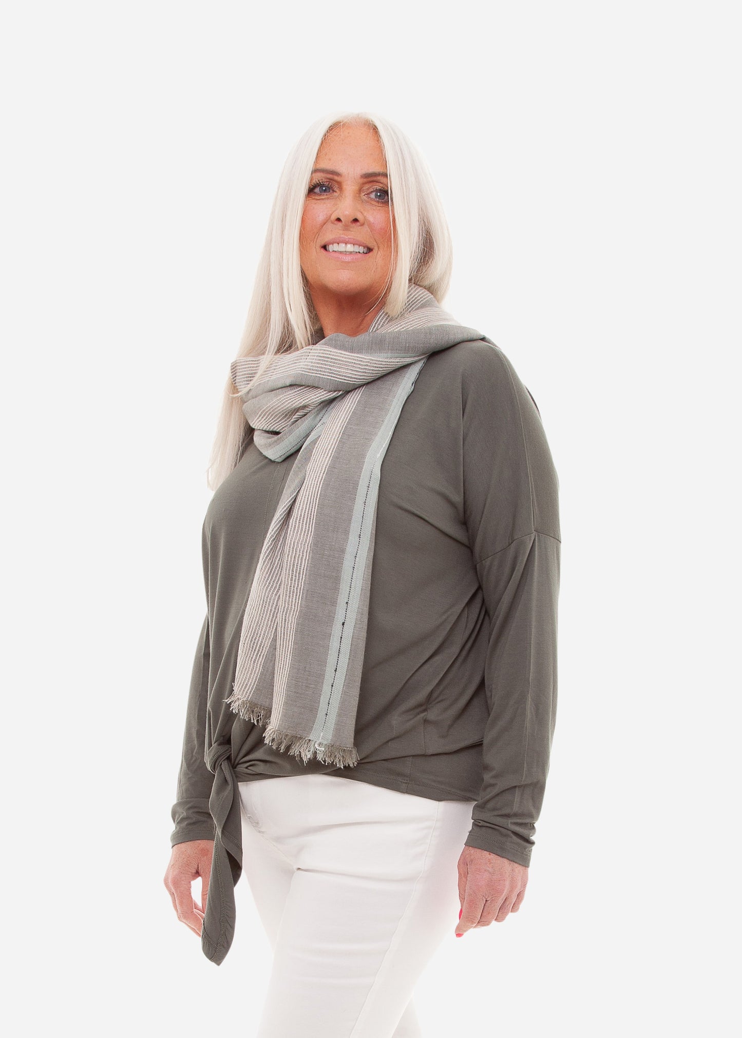 Mixed Stripe Scarf - Khaki
