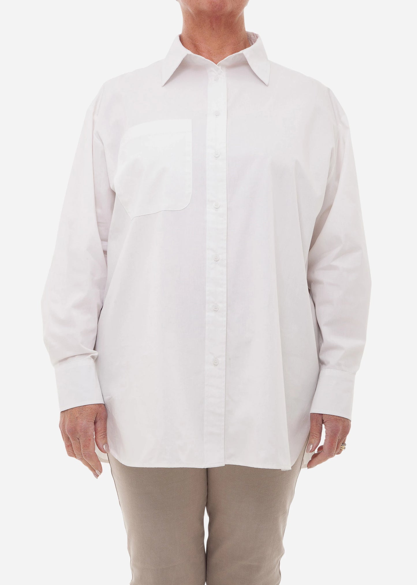 Oversized Cotton Poplin Shirt - Navy & White