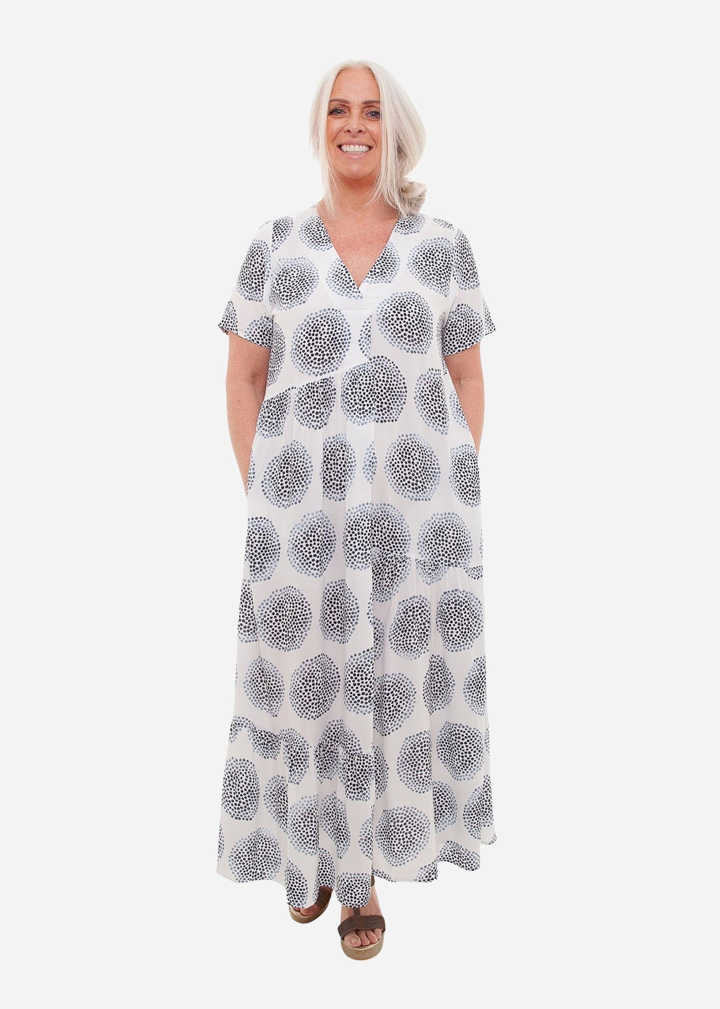 Fading Spot Asymmetric Tiered Dress