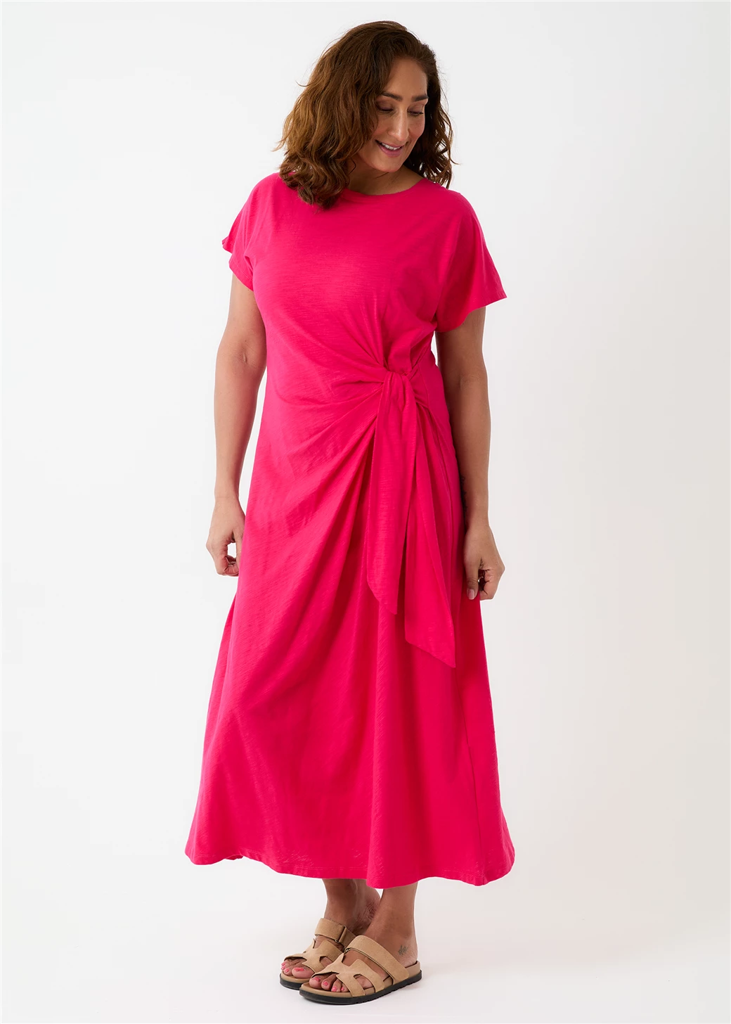 Jersey Knot Front Maxi Dress - Raspberry