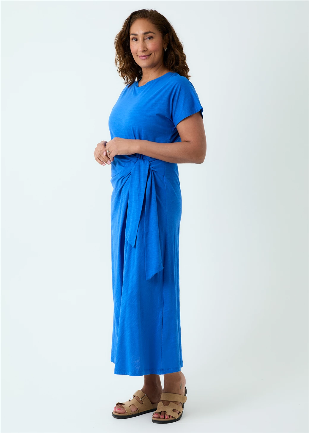 Jersey Knot Front Maxi Dress - Royal Blue