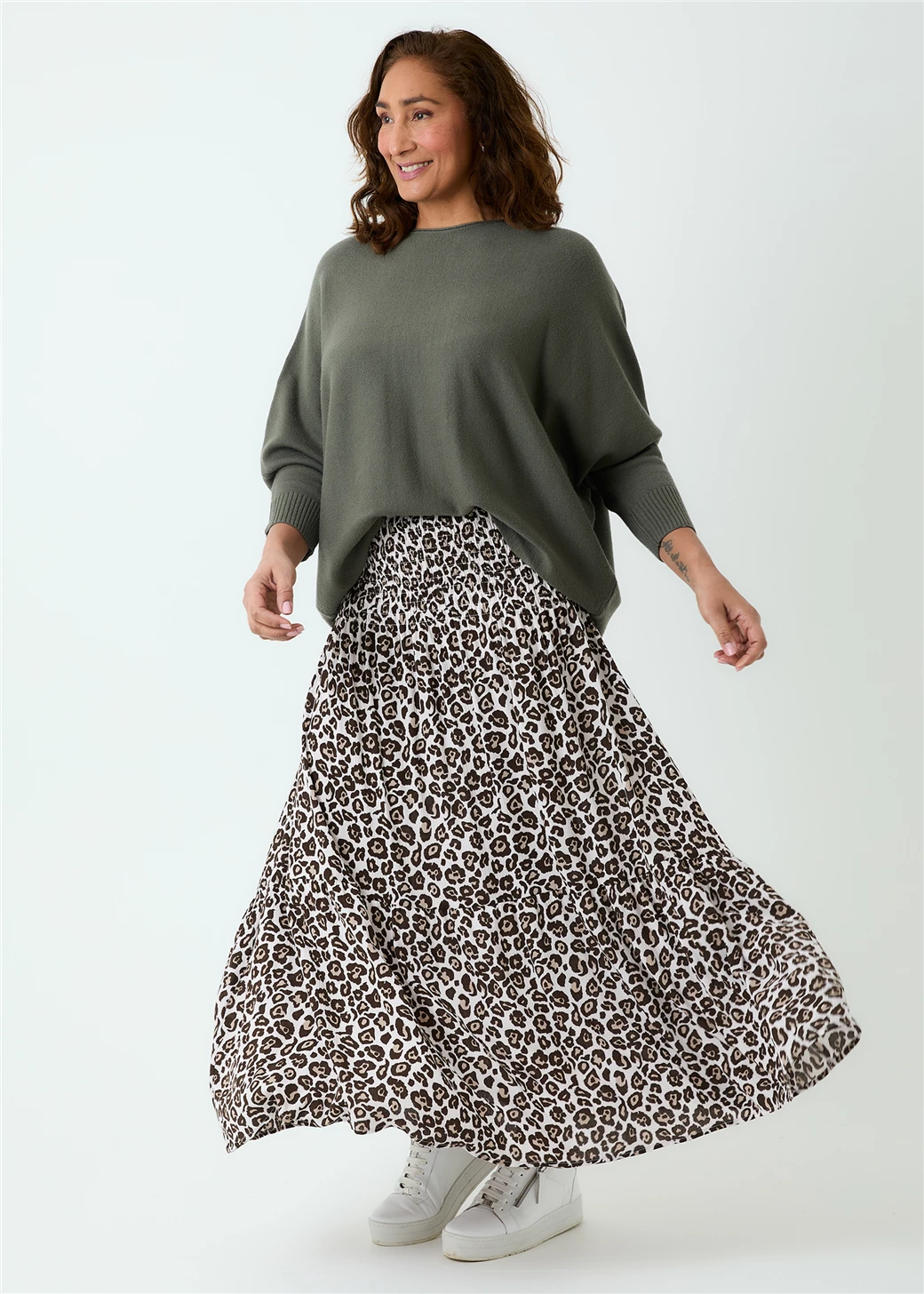 Cashmere Like Batwing Jumper - Khaki