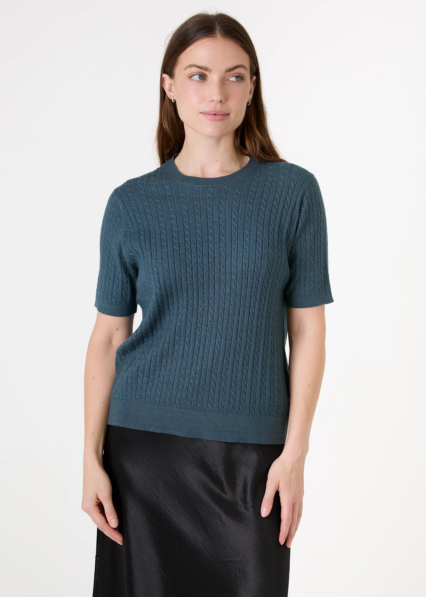 Cable Short Sleeve Jumper - Teal