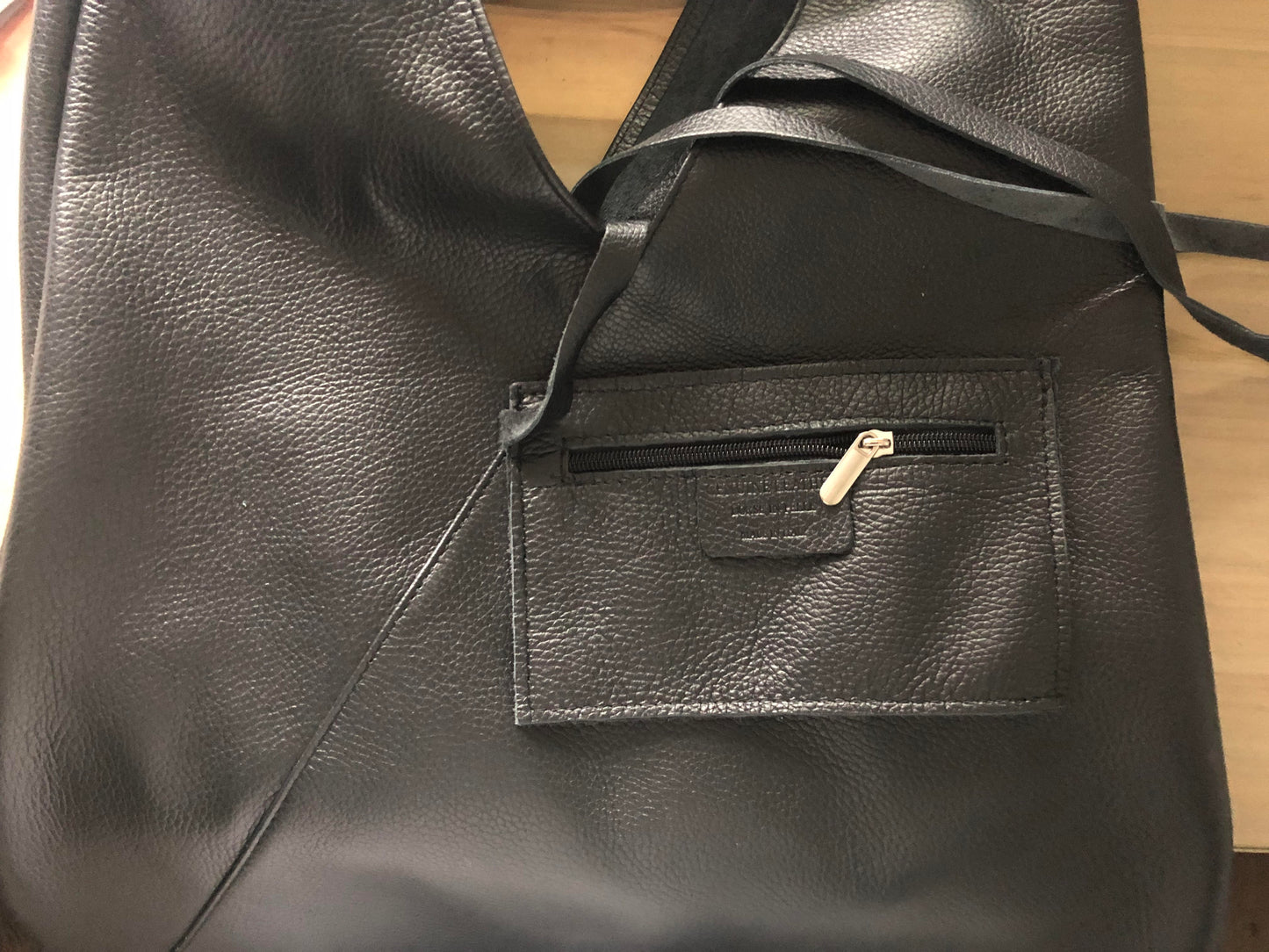 Slouchy Leather Tote Bag - Black