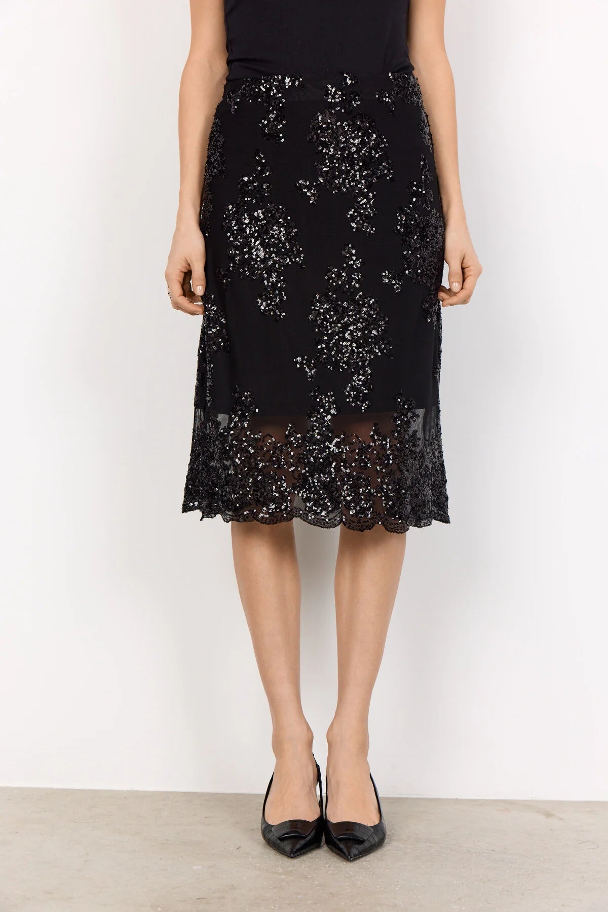 Black Mesh and Sequin Skirt