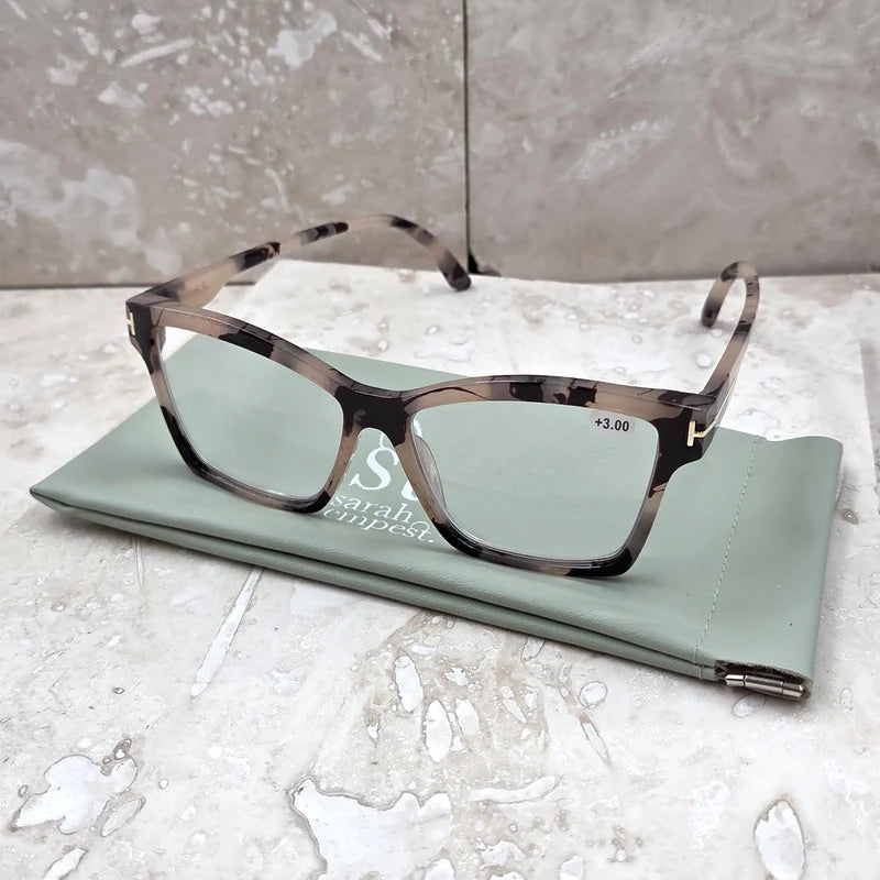 Nude tortoiseshell semi cats eye style reading glasses