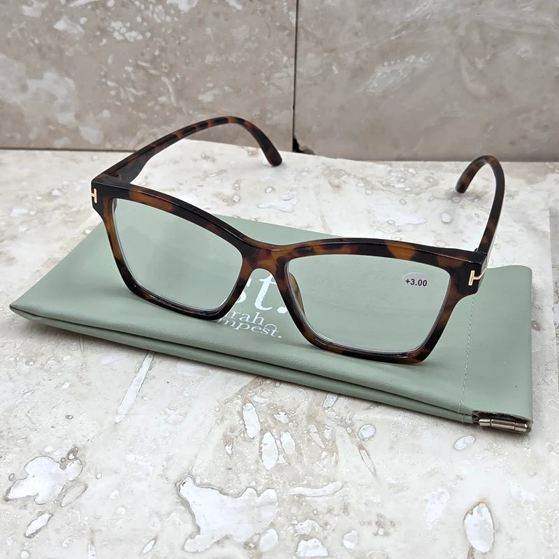 Tortoiseshell semi cats eye style reading glasses