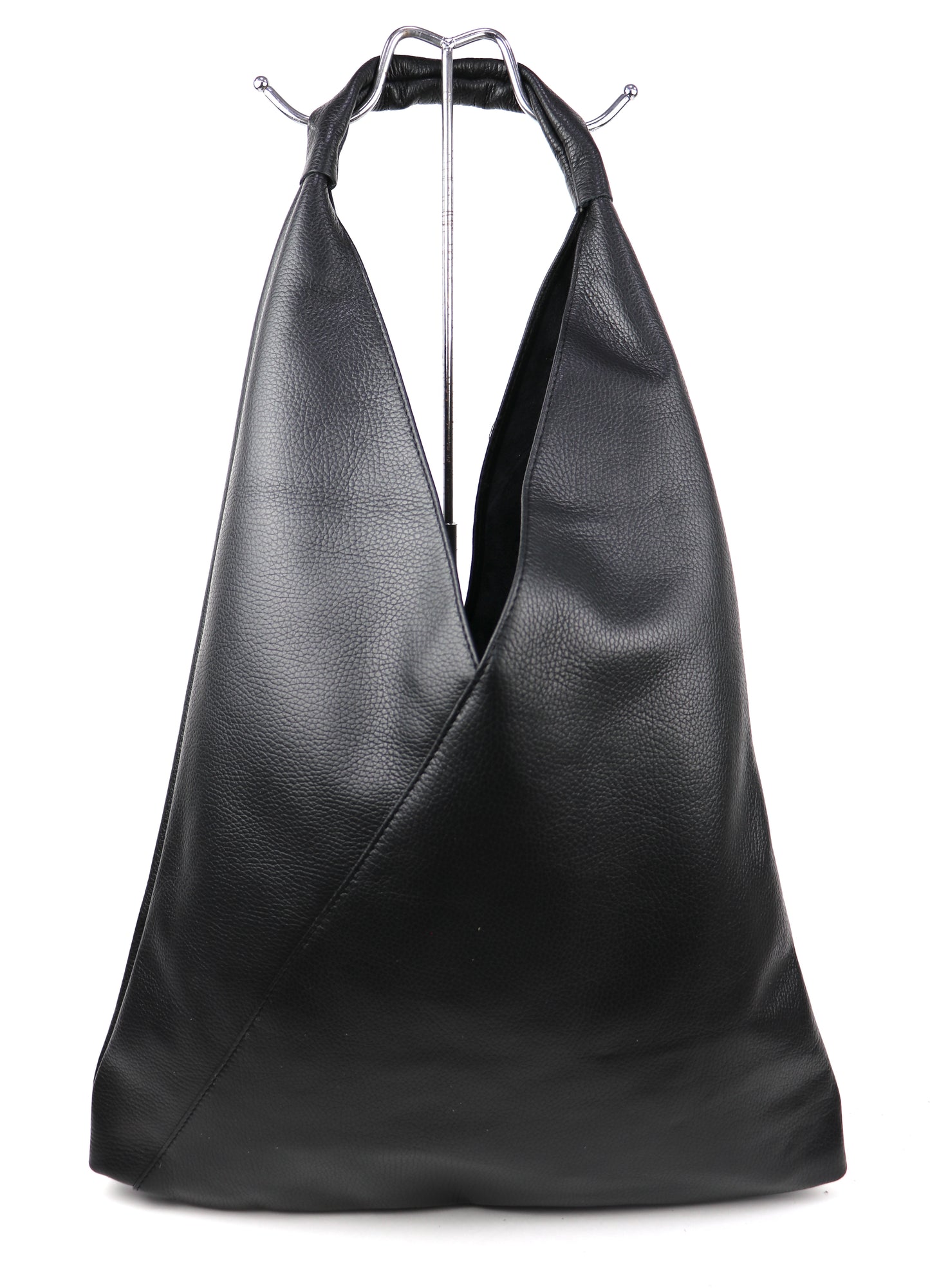 Slouchy Leather Tote Bag - Black