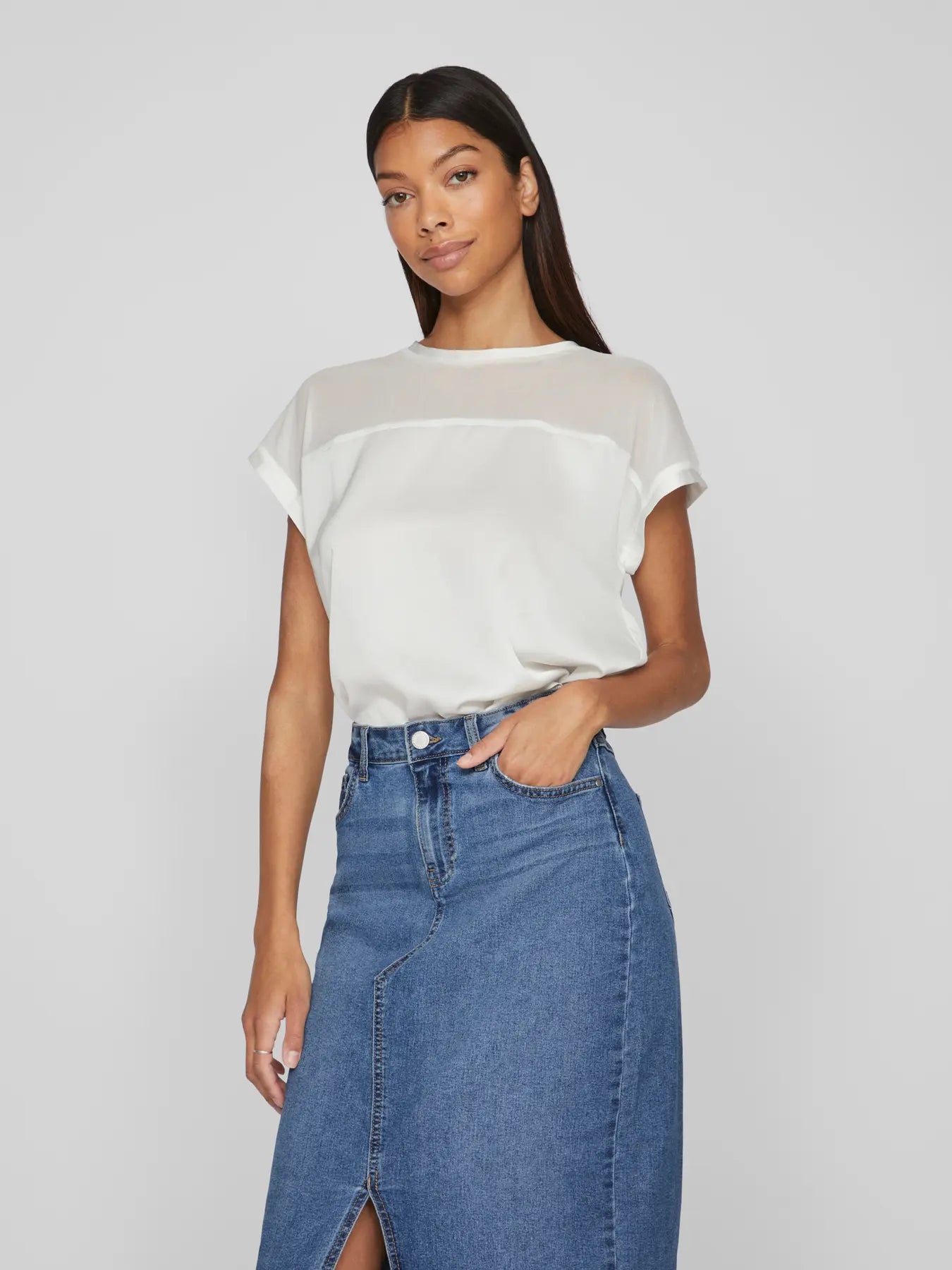Mesh Short Sleeved Top - White