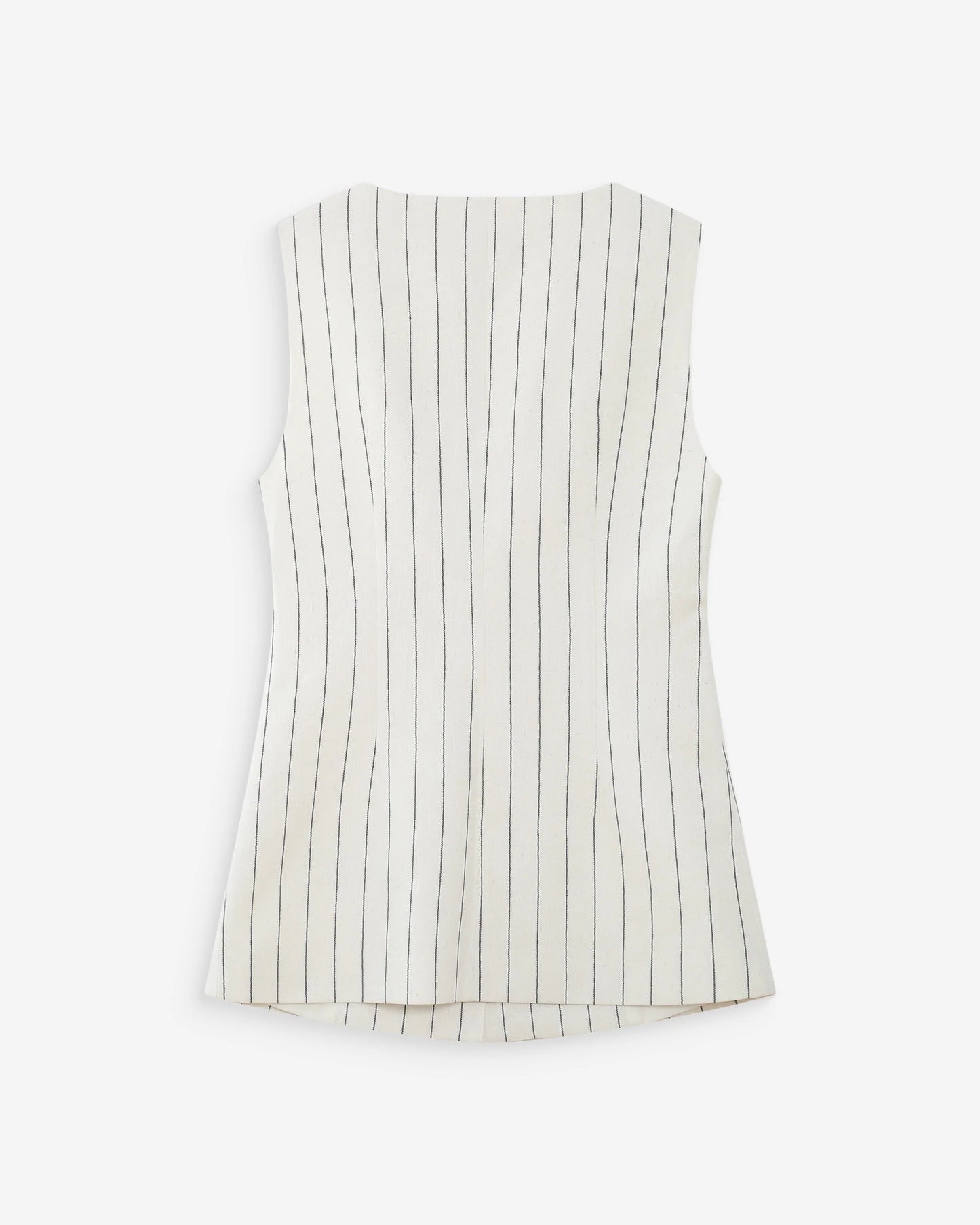 Tailored Square Neck Waistcoat - Oatmeal With Black Pinstripe