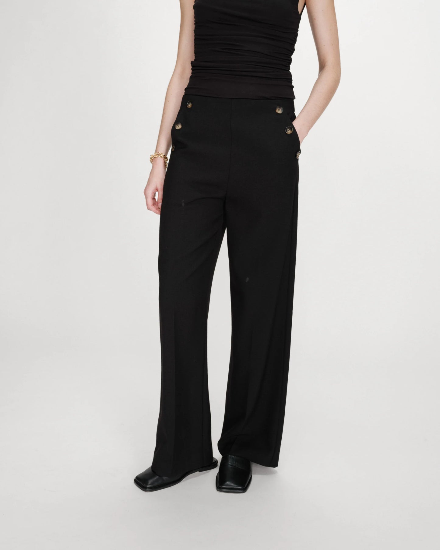 Tailored Wide Leg Trousers - Oatmeal or Black