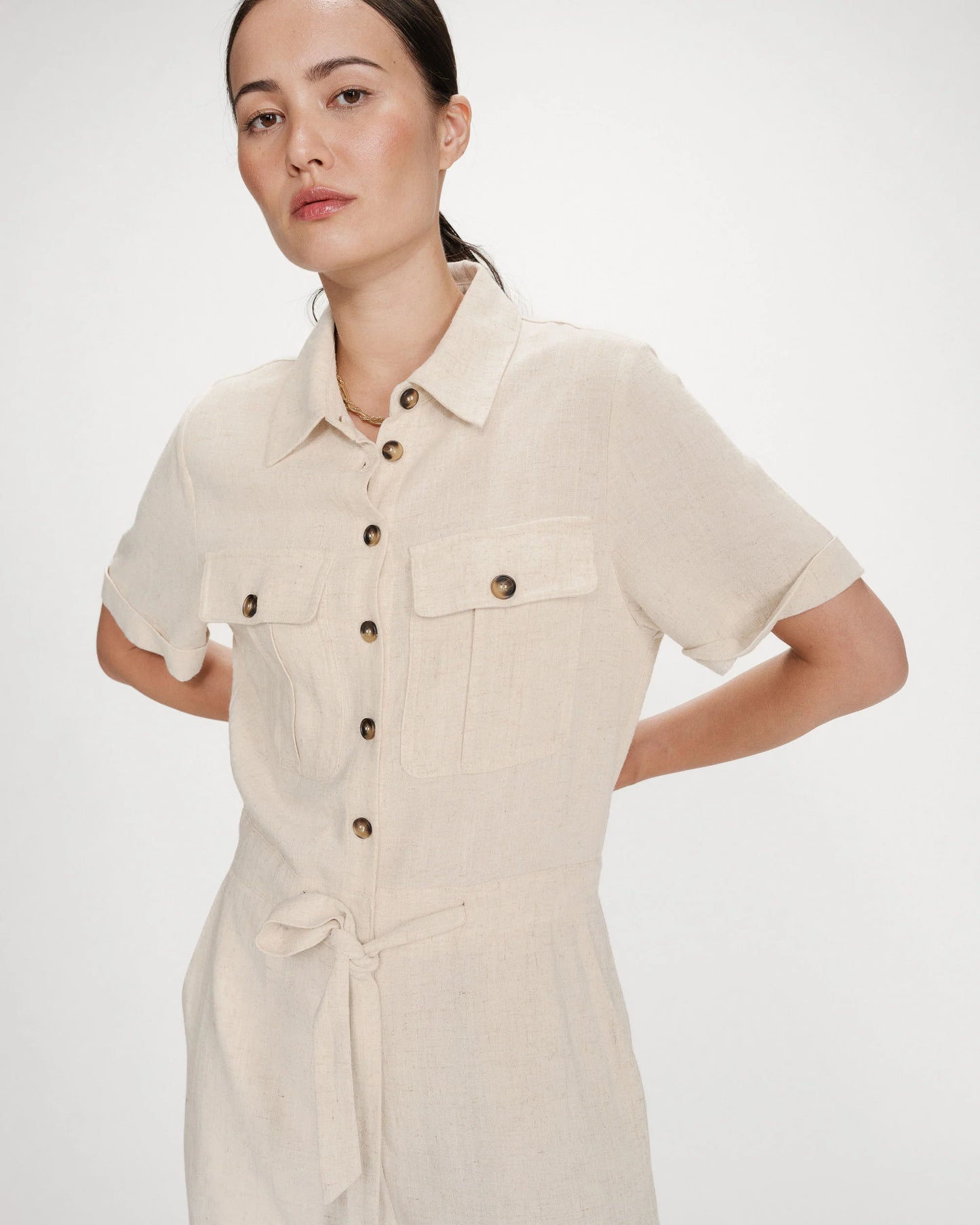 Oatmeal Wide Leg Jumpsuit - Oatmeal