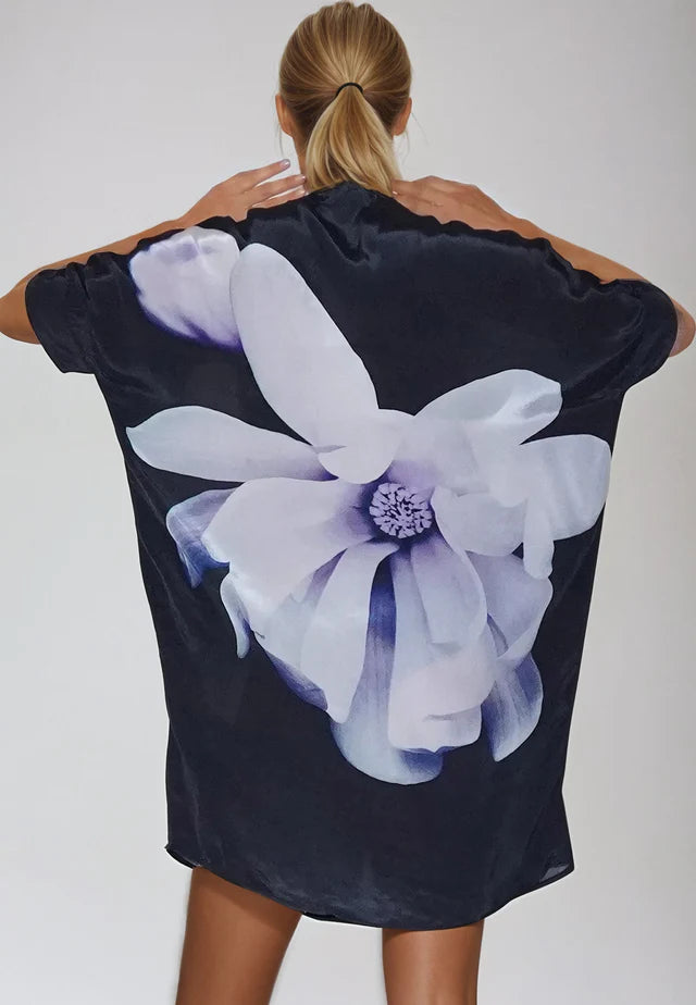Vegan Silk Blue & Lilac Tunic