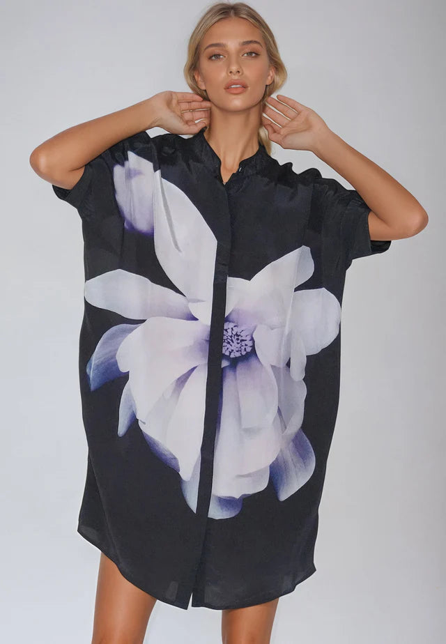 Vegan Silk Blue & Lilac Tunic