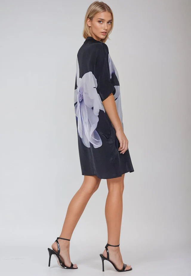 Vegan Silk Blue & Lilac Tunic