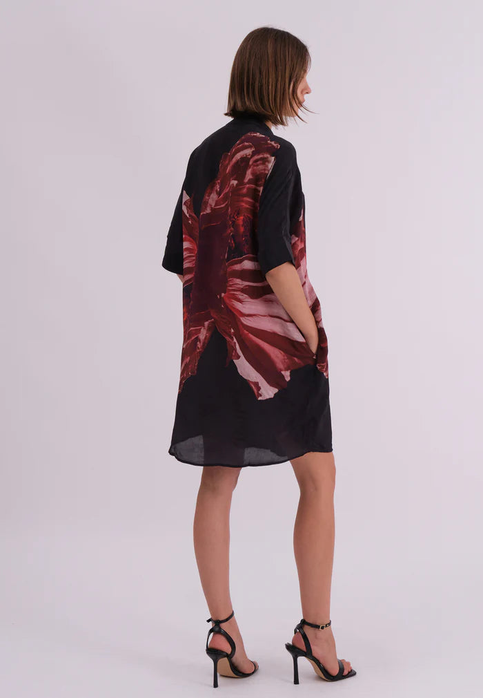 Vegan Silk Red & Black Print Tunic