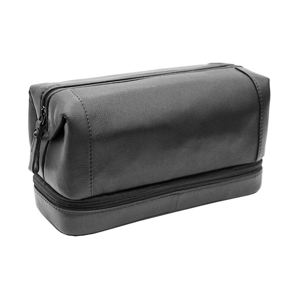 Travel Unisex Leather Washbag/Toiletry Bag - Black or Brown
