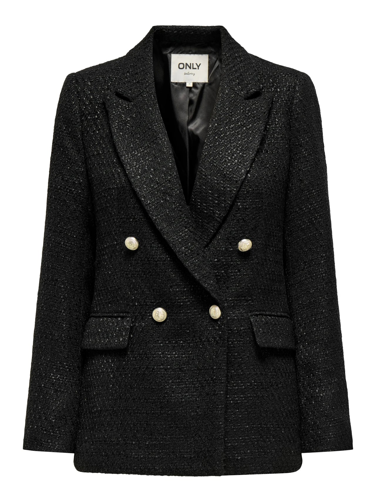 Black Boucle Double Breasted Blazer