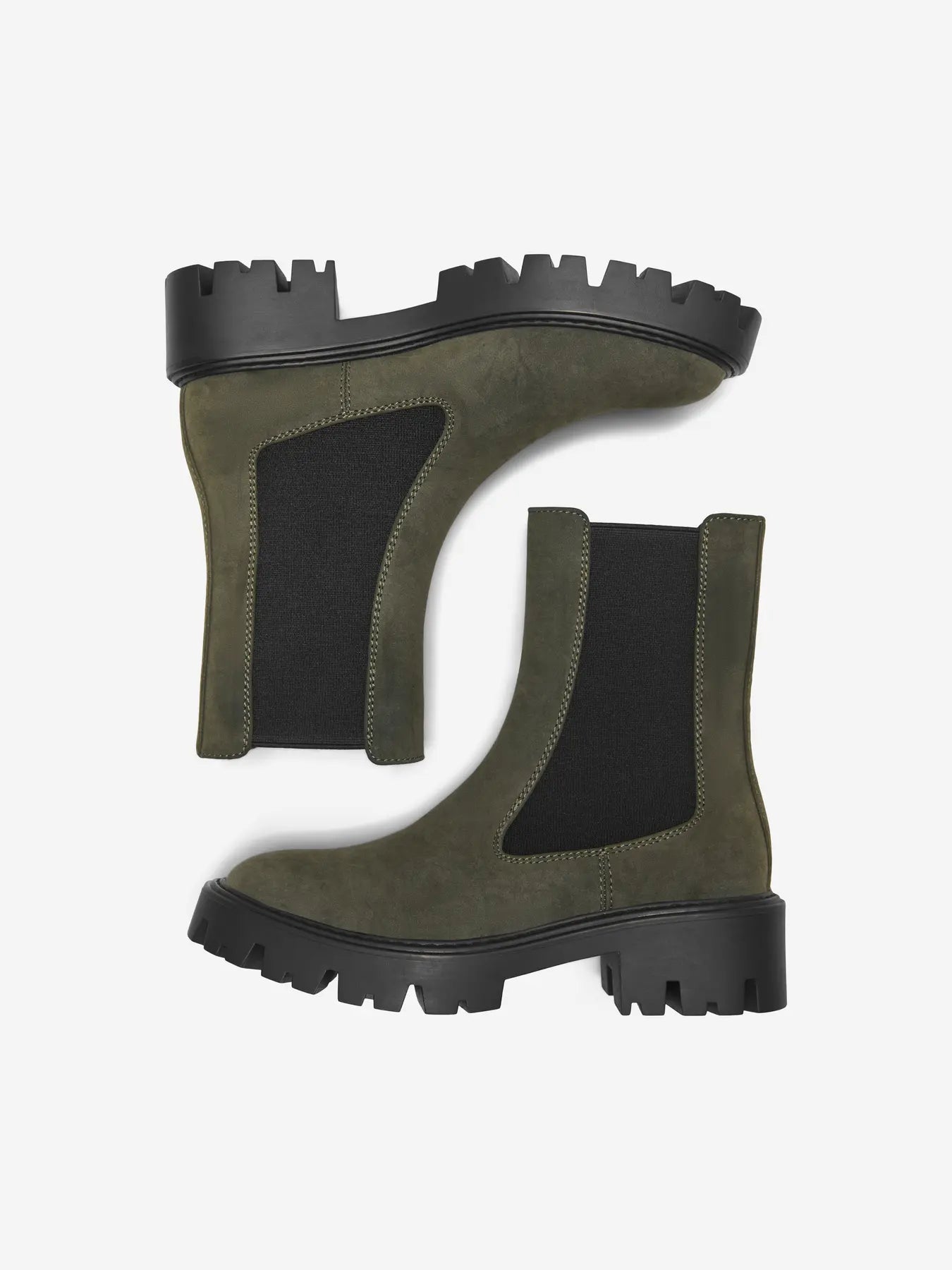 PU Nubuck Chelsea Boot - Khaki & Black