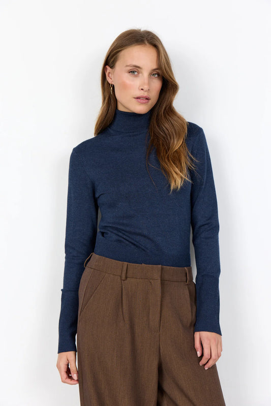 Polo Neck Jumper - Navy
